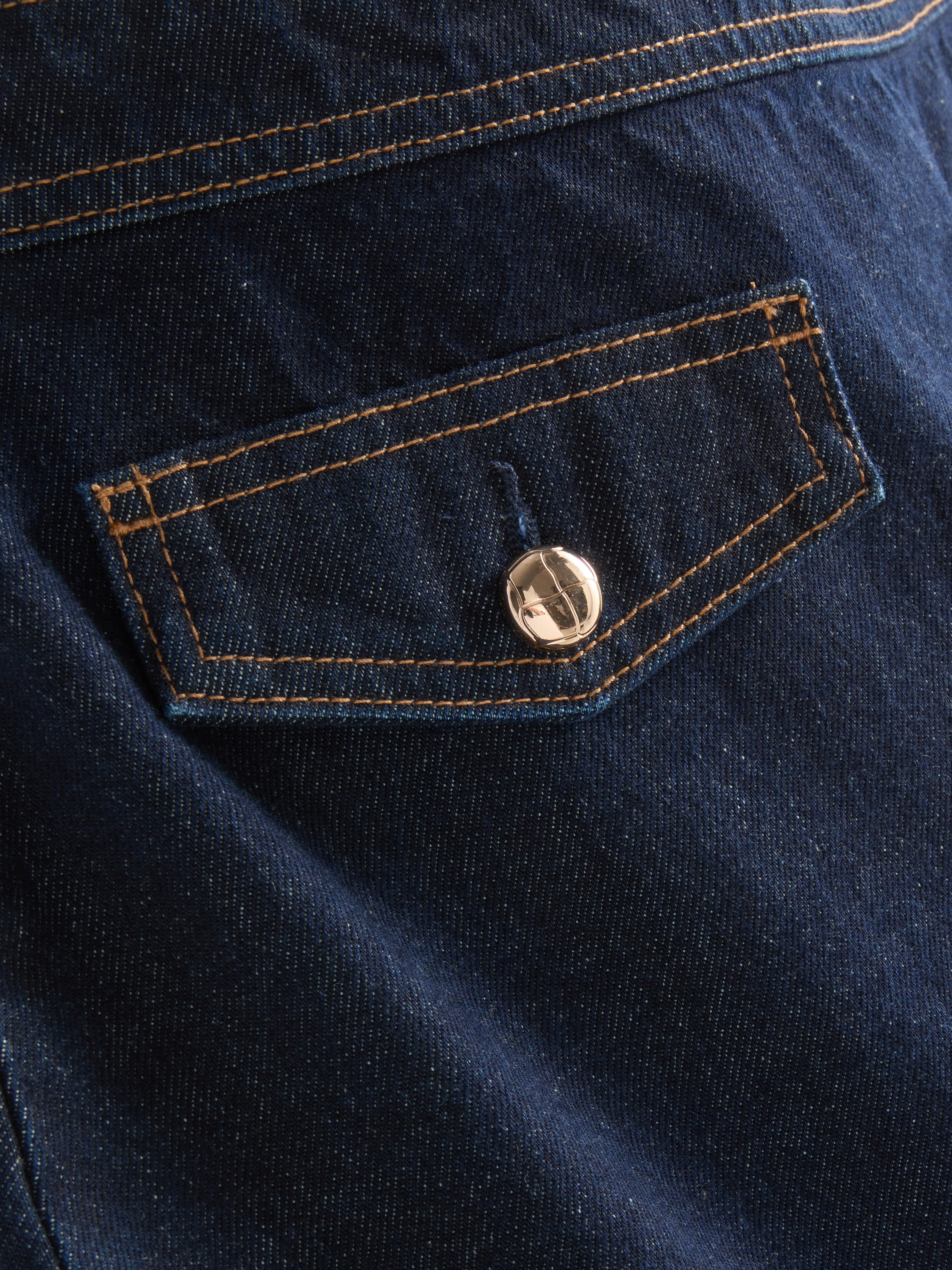 Paula Echevarría Cotton Denim Pocket Detail Mini Skirt - Indigo