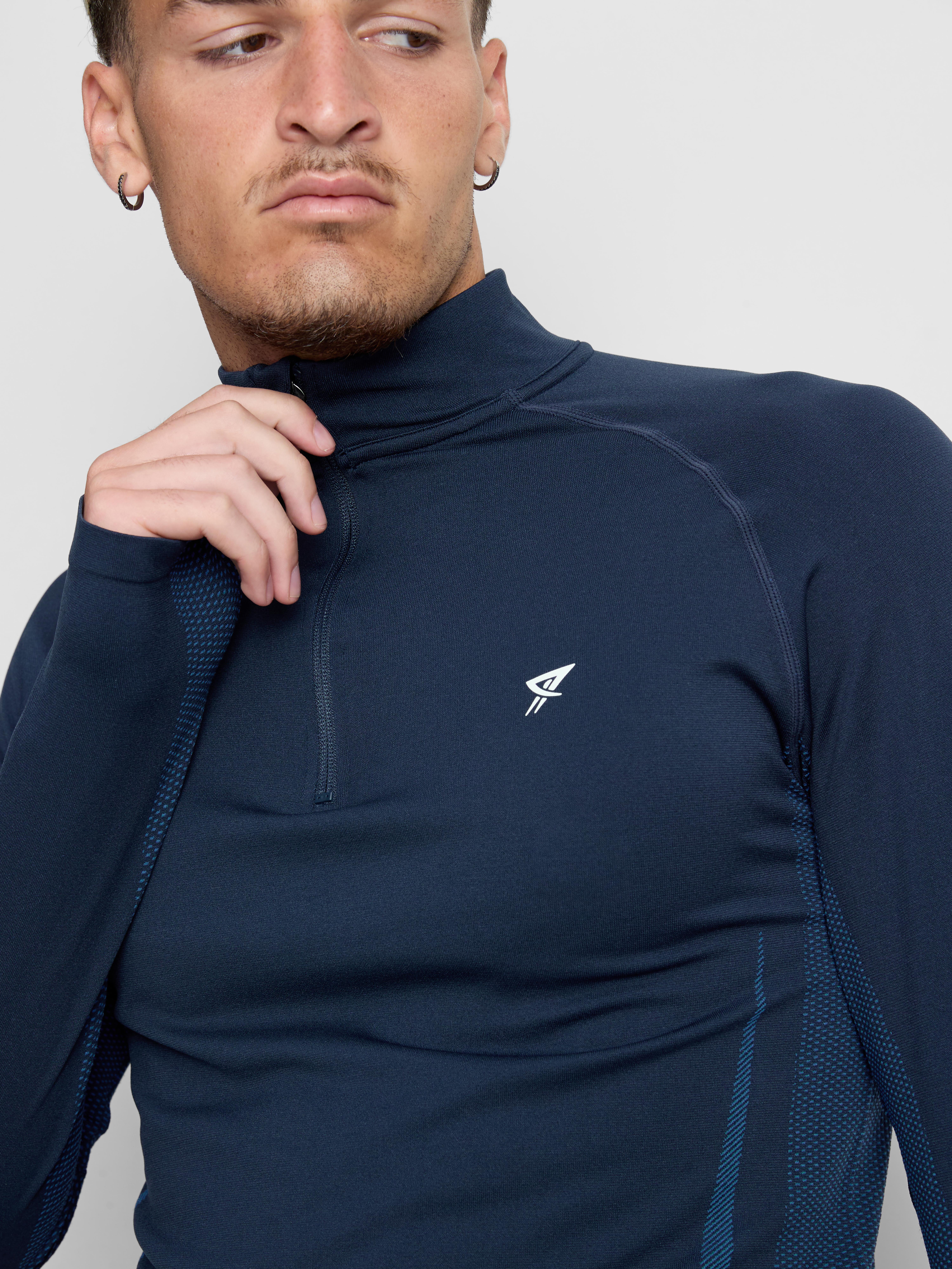 Quarter Zip Gym Top - Navy
