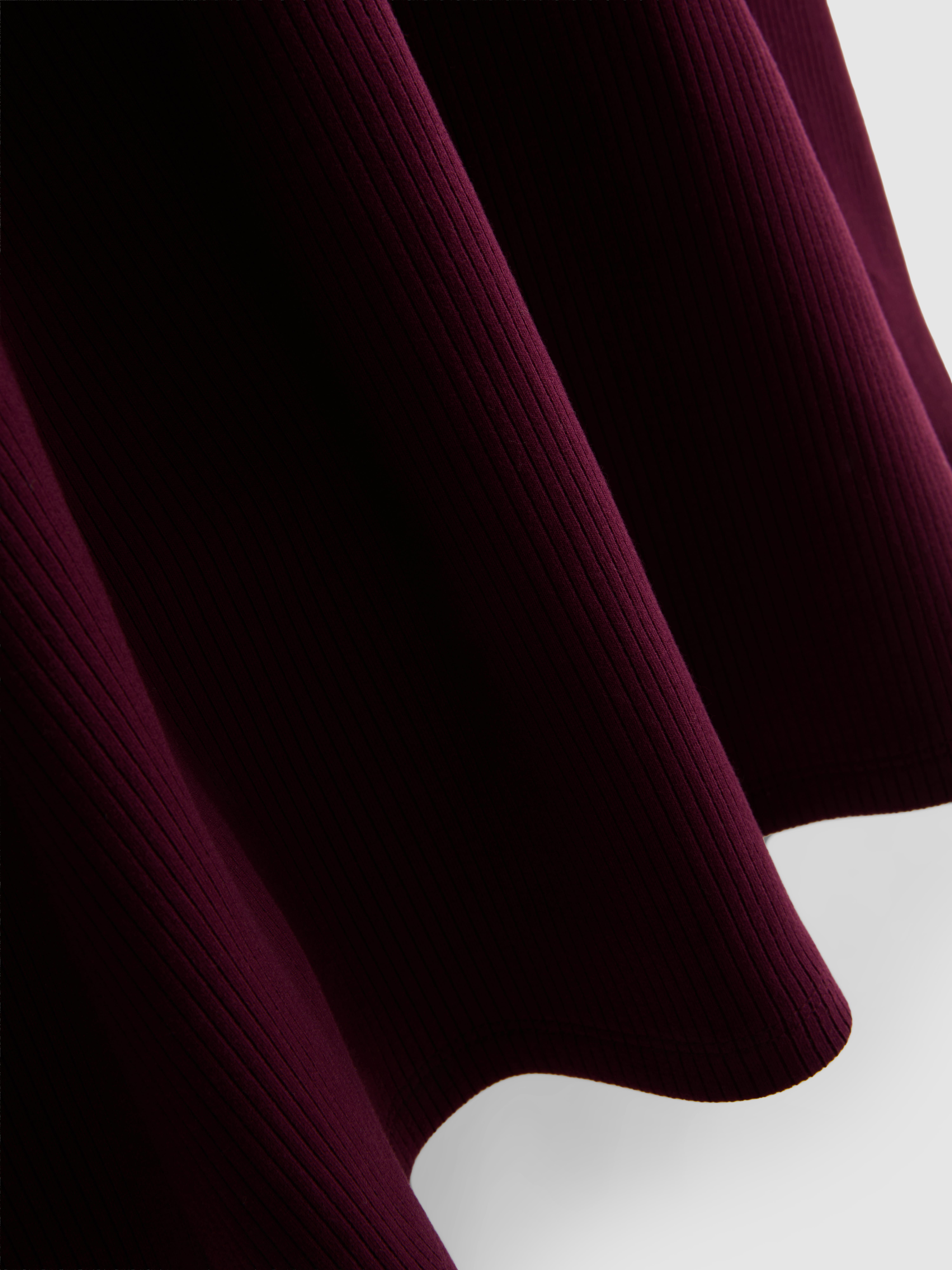 Ribbed A-Line Mini Dress - Plum