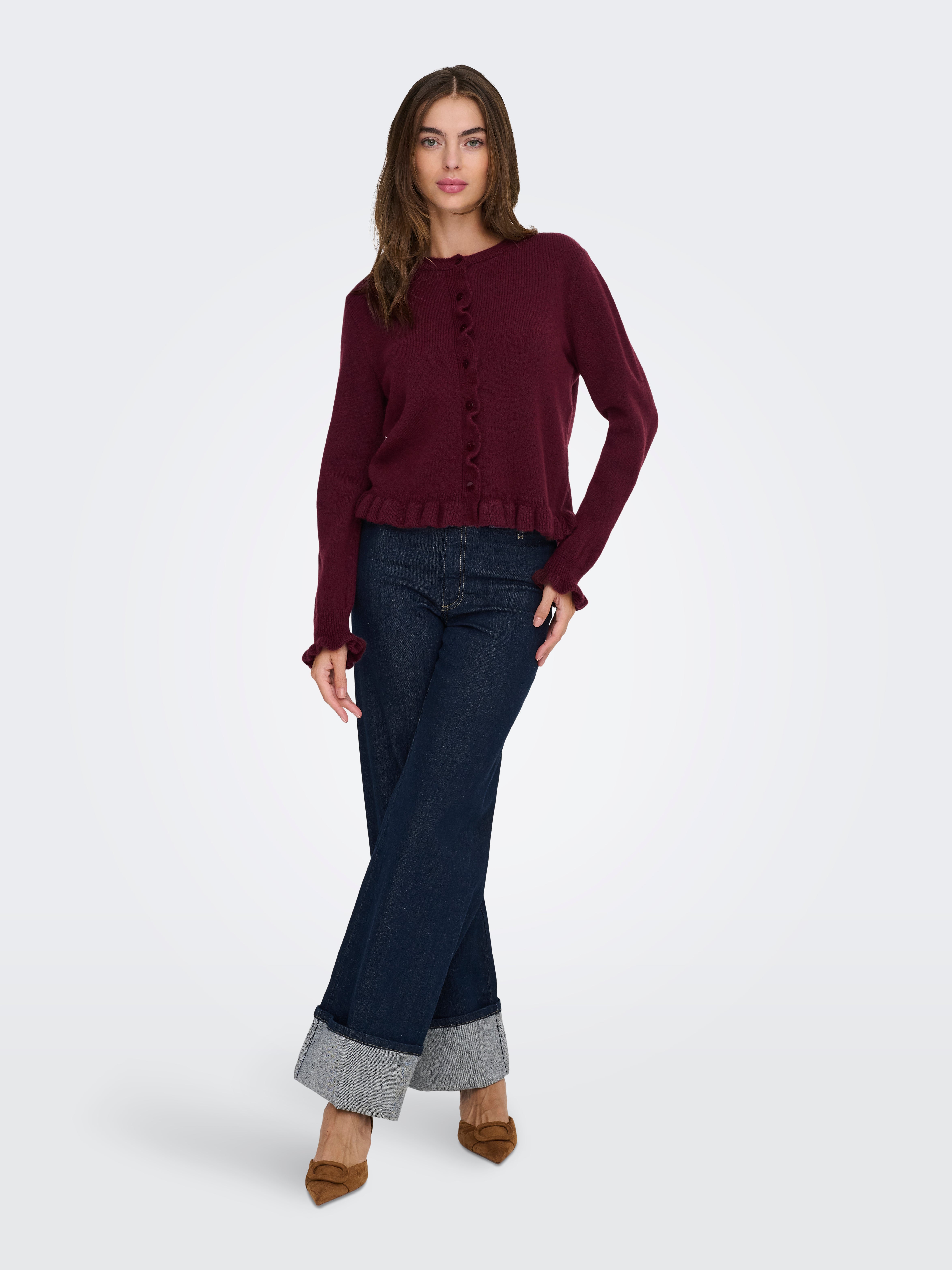 JDYLETTY Cardigan Maroon Banner