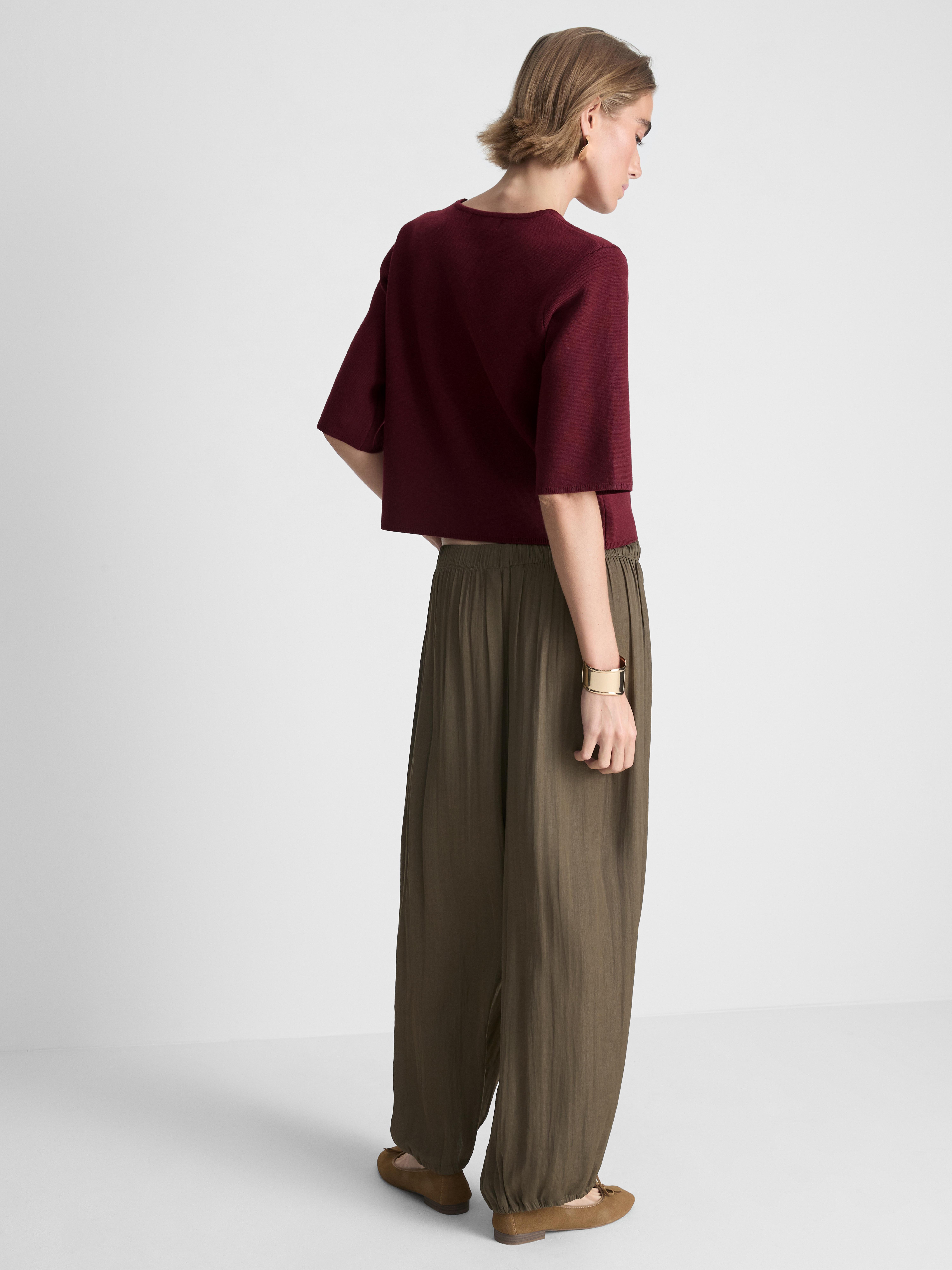 Boxy Roundneck Cardigan - Burgundy