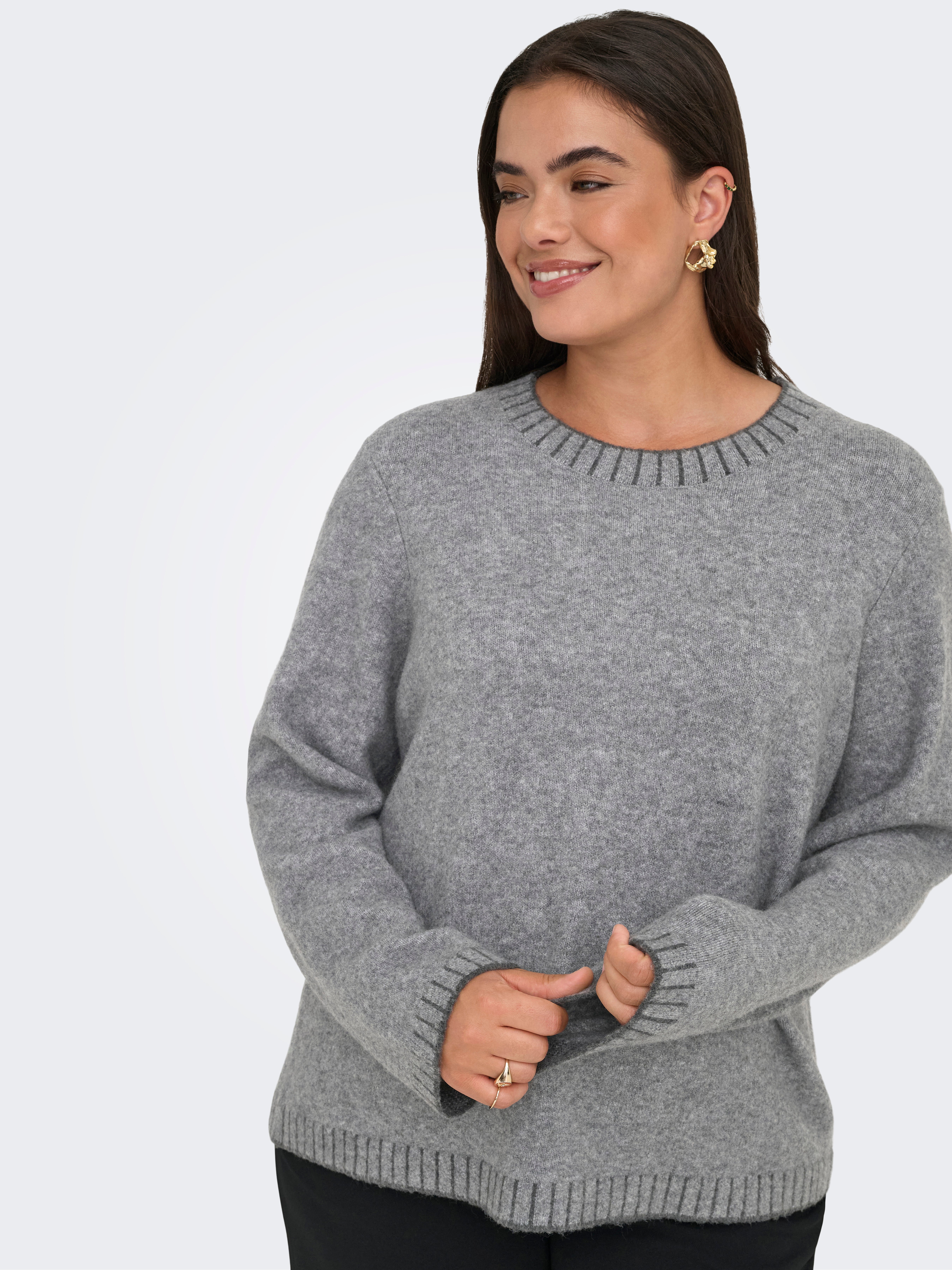 CARFINA Knitted pullover Medium Grey Melange