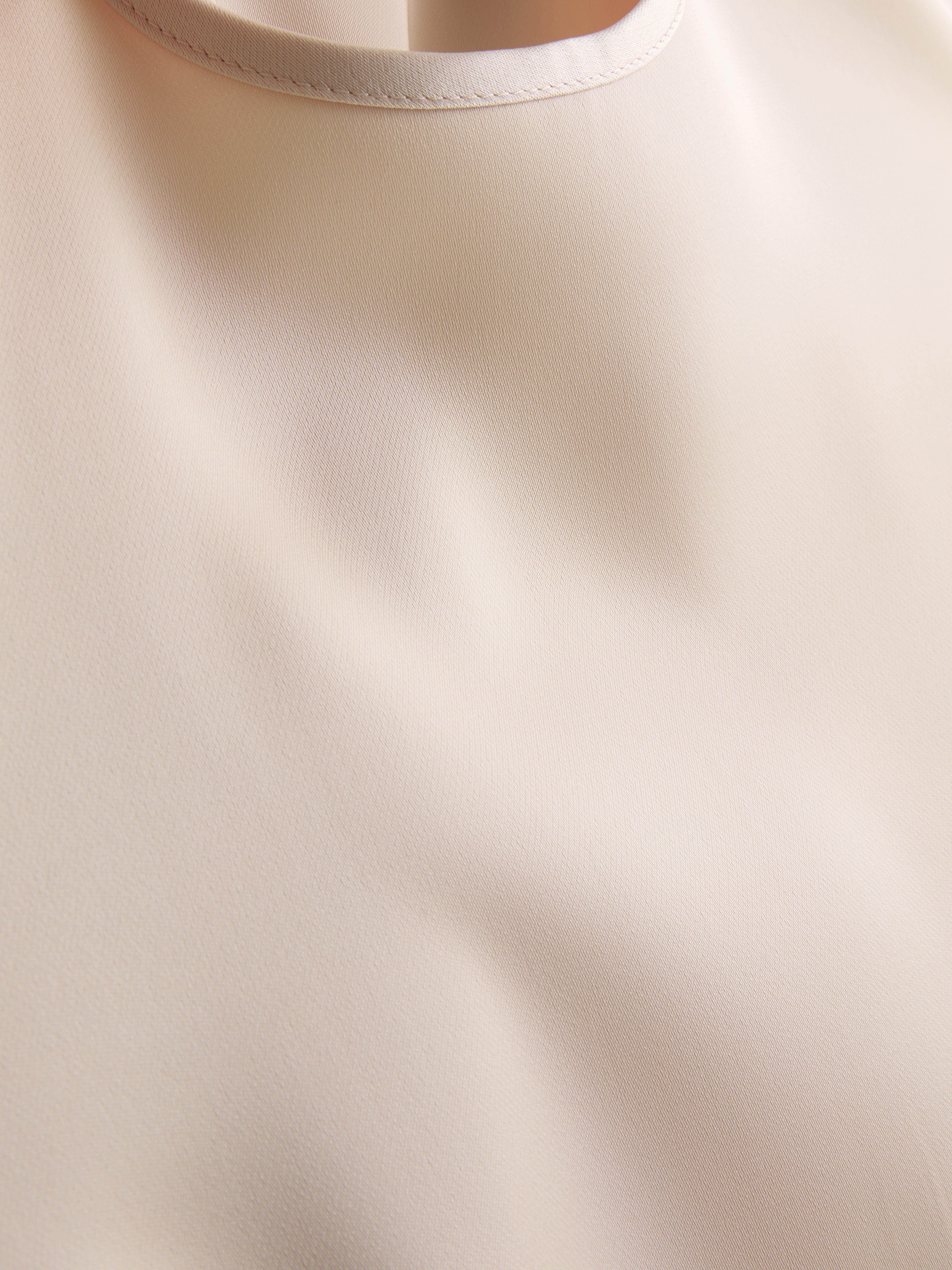 The Edit Satin Asymmetric Long Line Top - Oyster