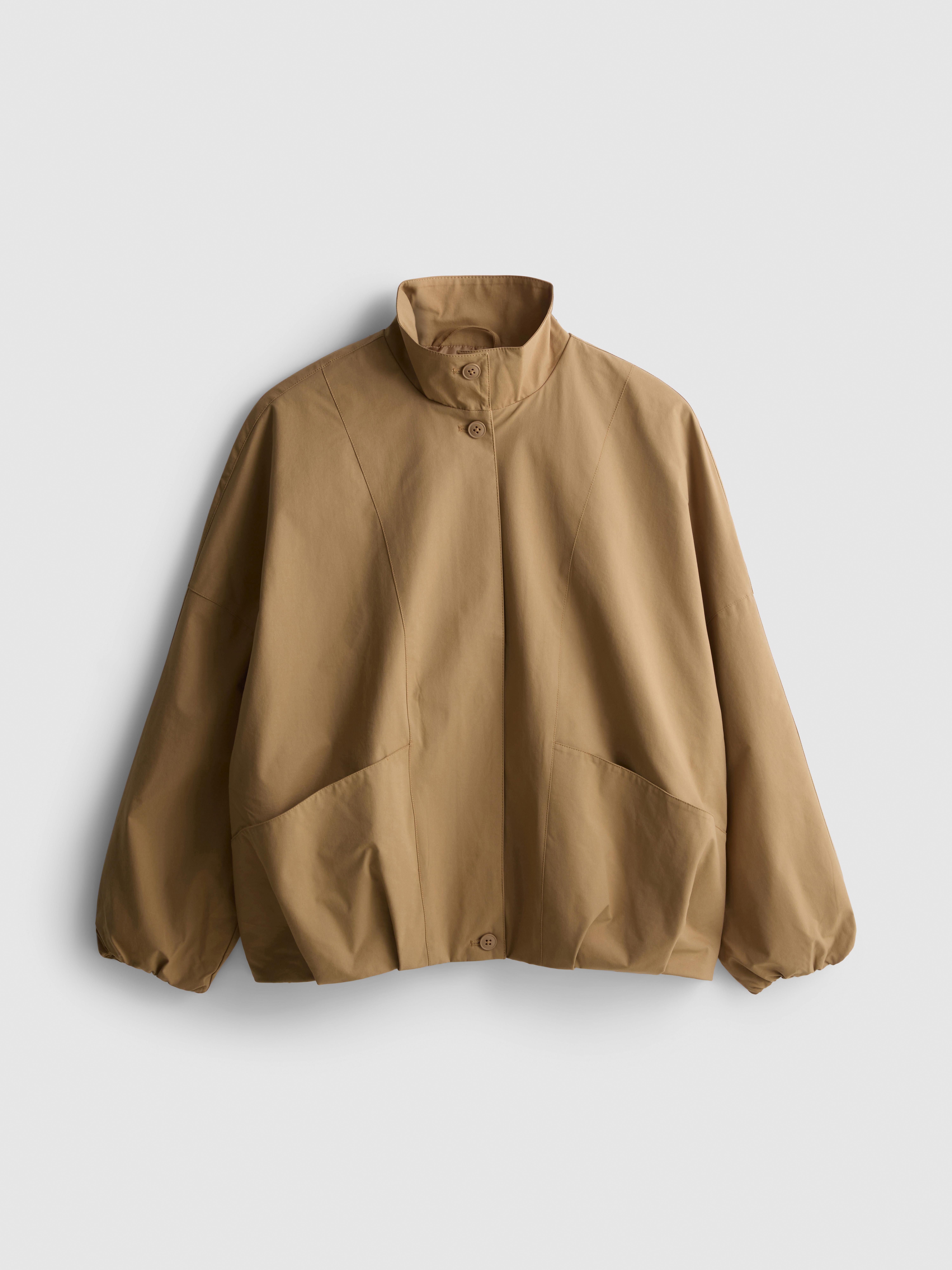 Relaxed Funnel Neck Jacket - Stone