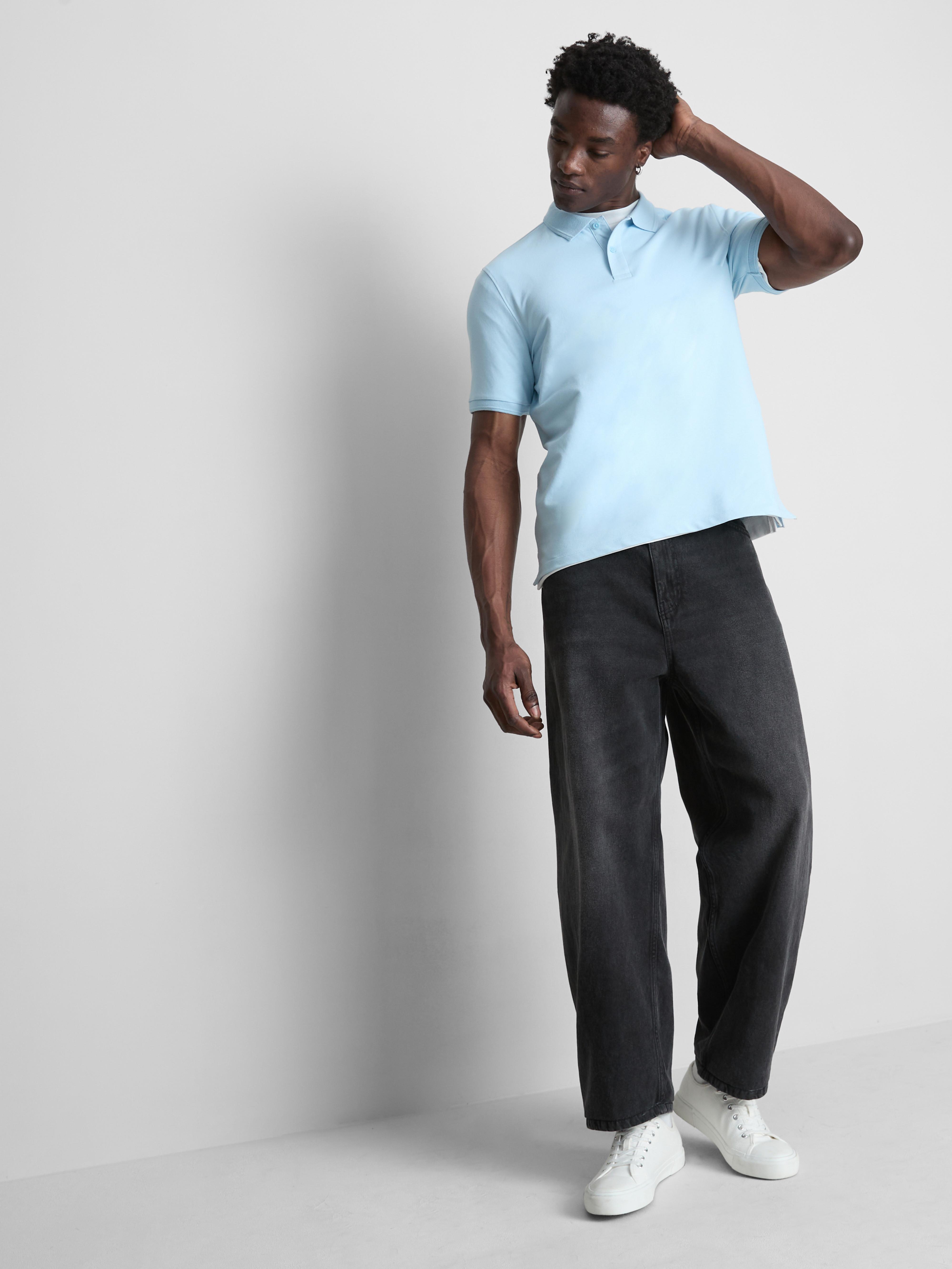 Short-Sleeve Polo Shirt - Light Blue