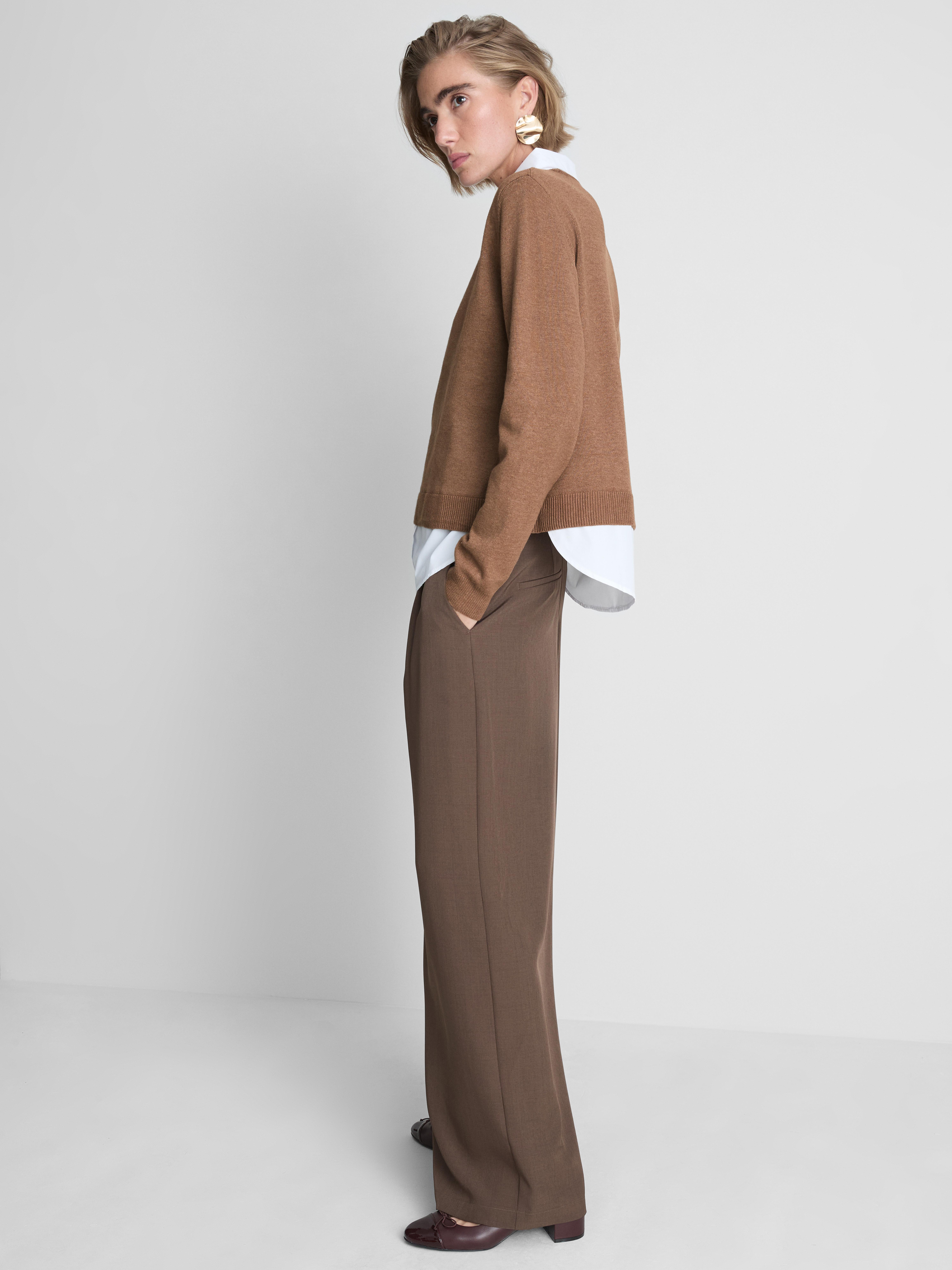 2-in-1 Button-Down & Sweater - Camel