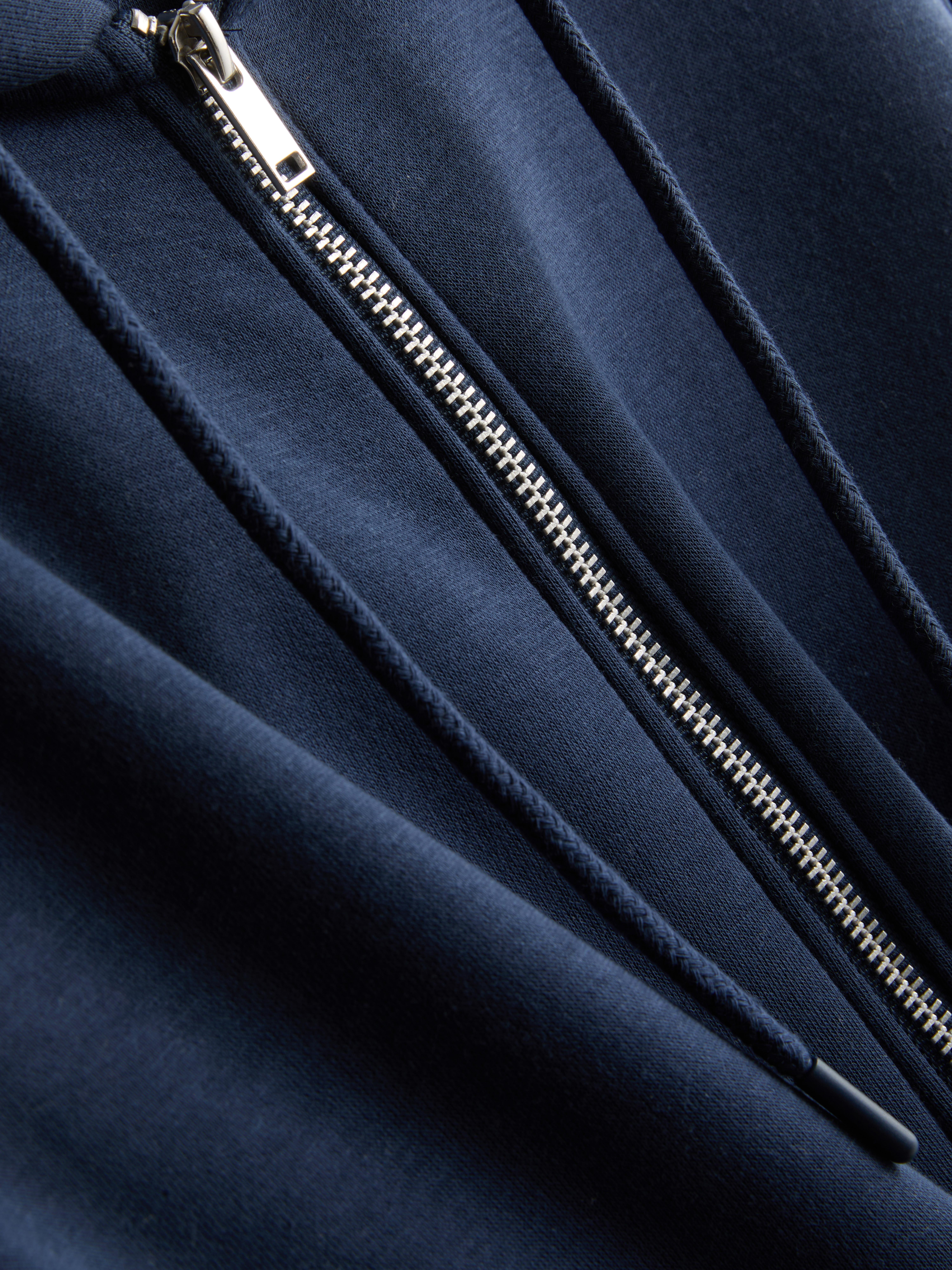 Essential Cotton Blend Zip Through Hoodie - Navy
