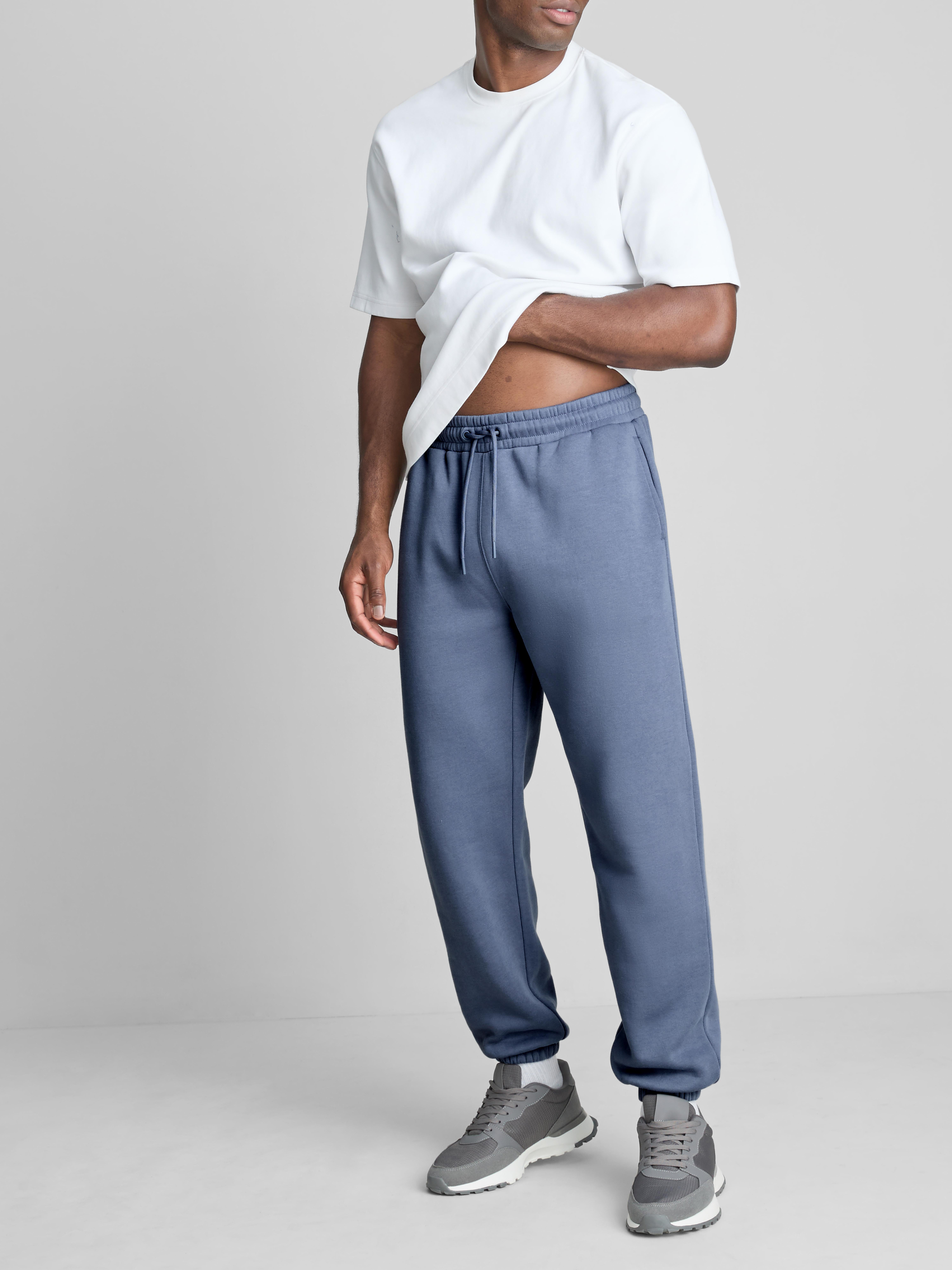 Drawstring Cuffed Joggers - Blue