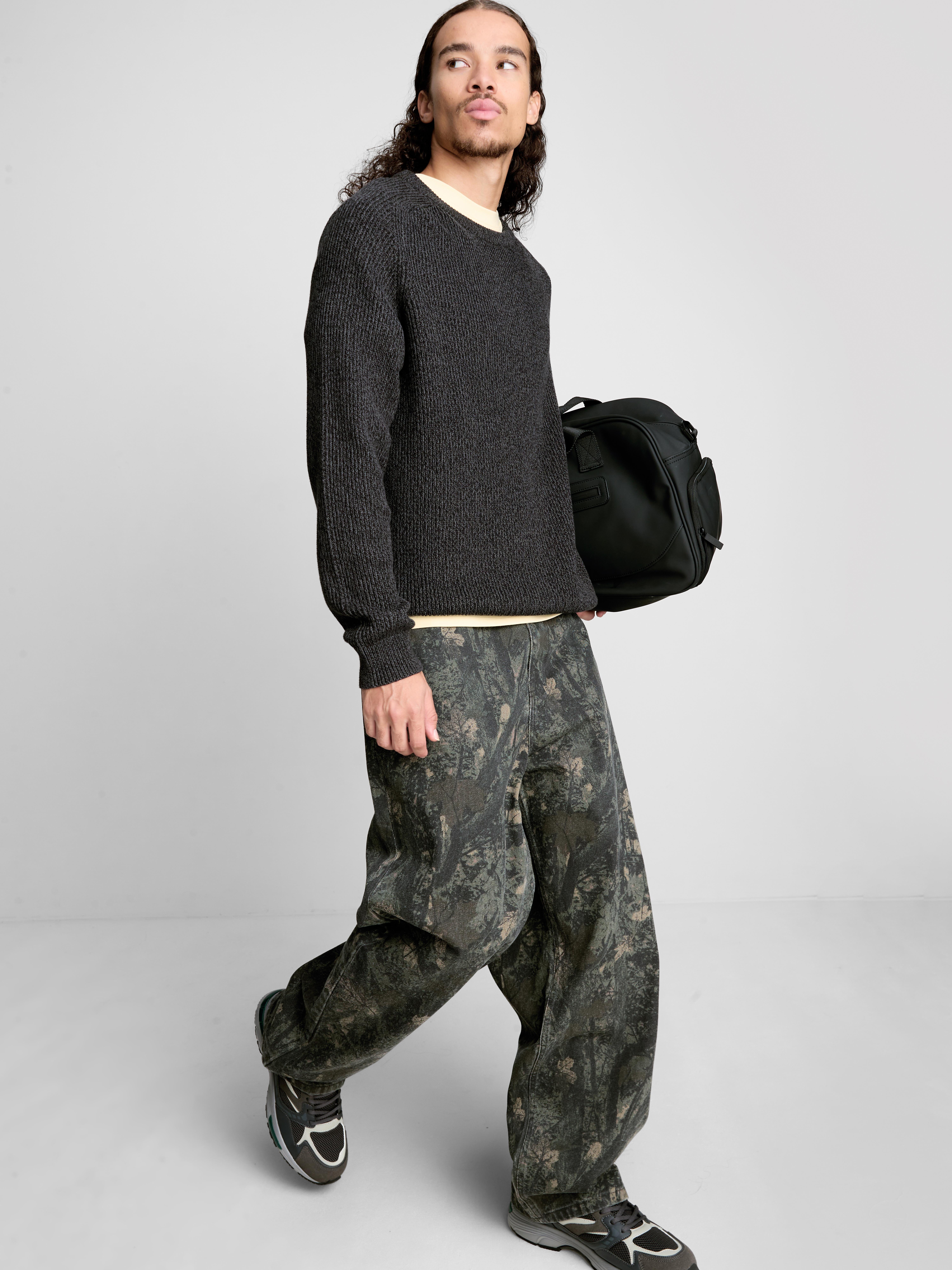 Cotton Rich Crew Neck Sweater - Charcoal