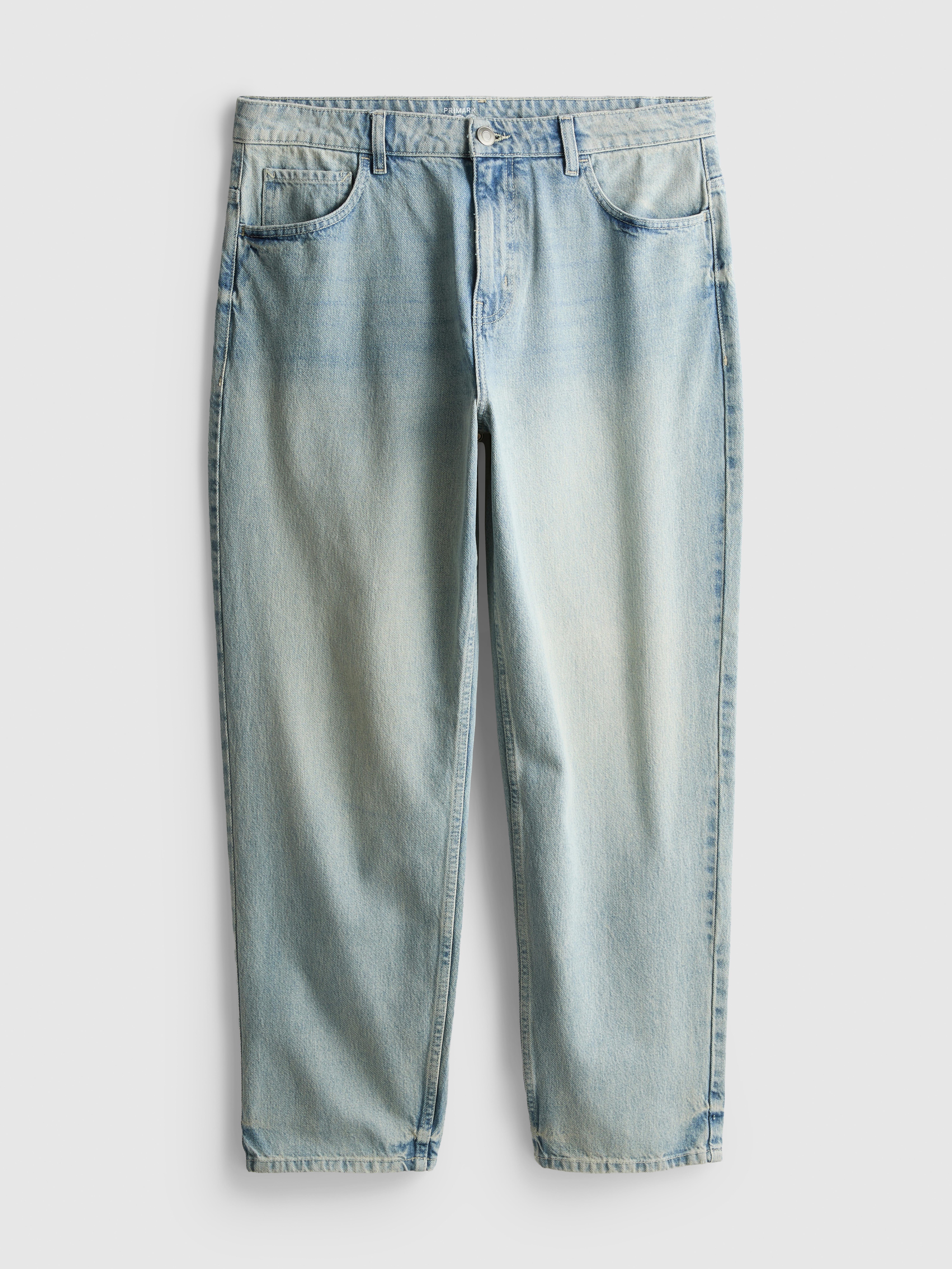 High-Waisted Relaxed Jeans - Light Blue