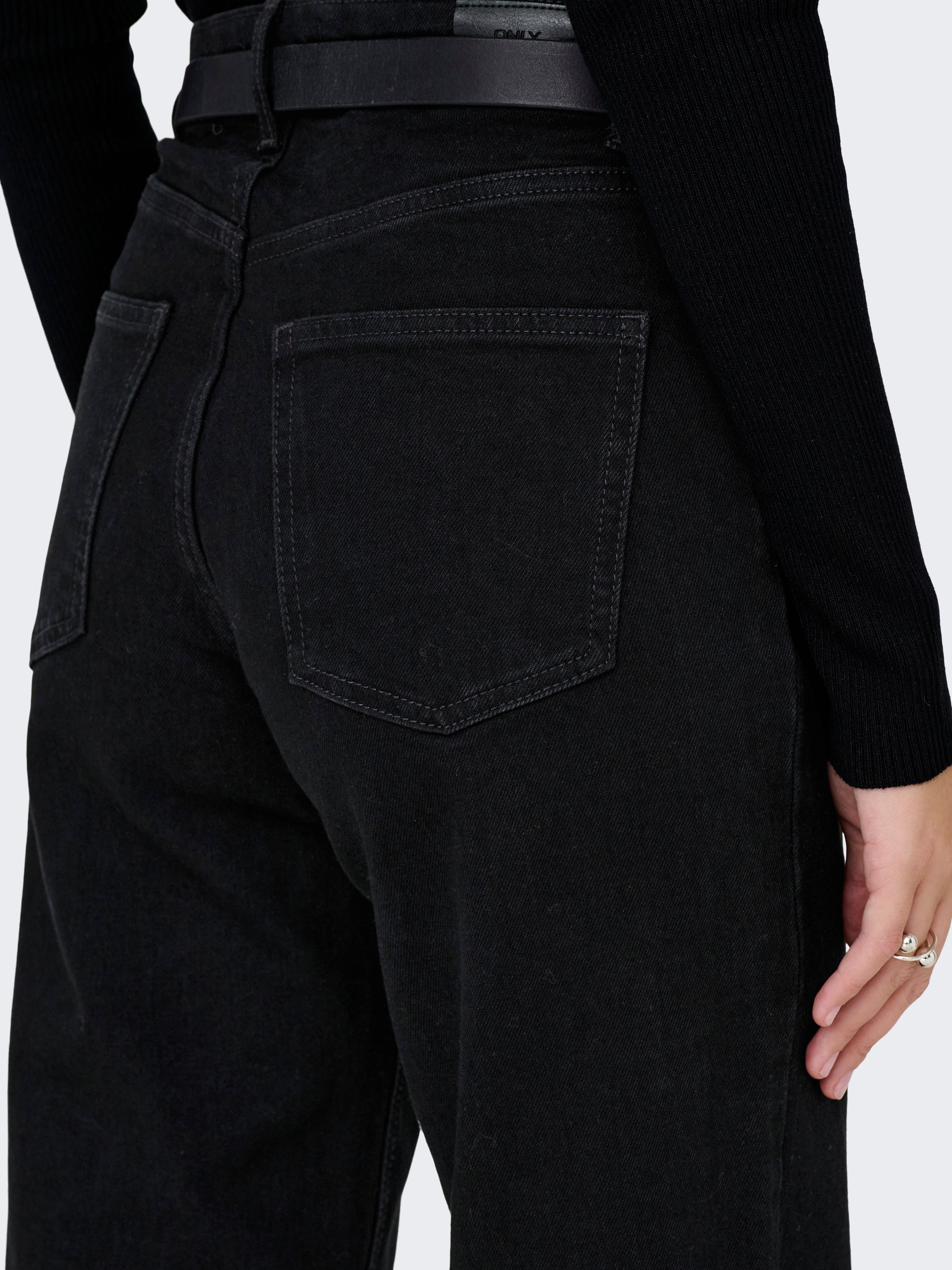ONLJUICY High waist Wide Leg Fit Jeans Black Denim