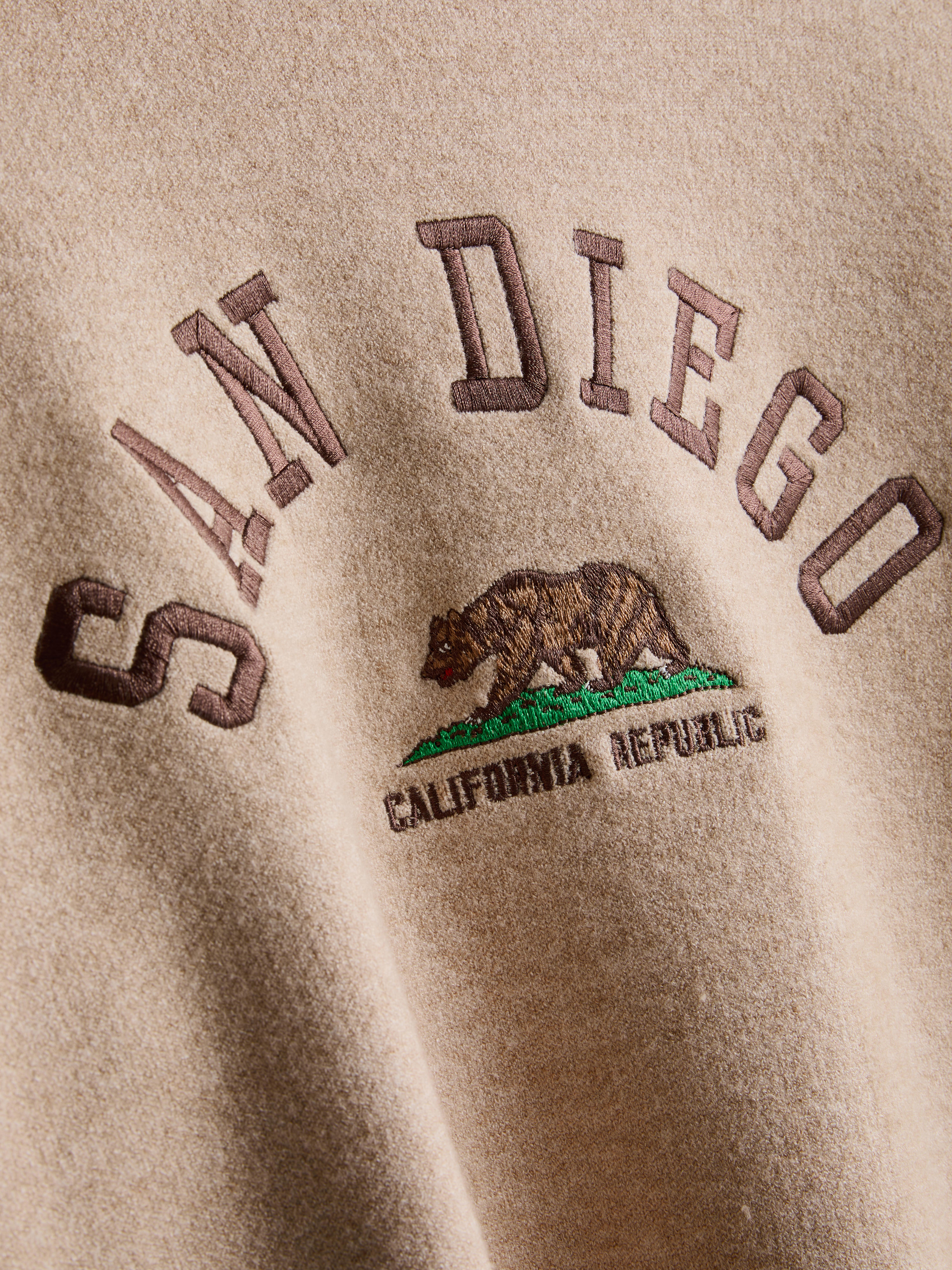 Knitted Crewneck Slogan Sweater - Oatmeal