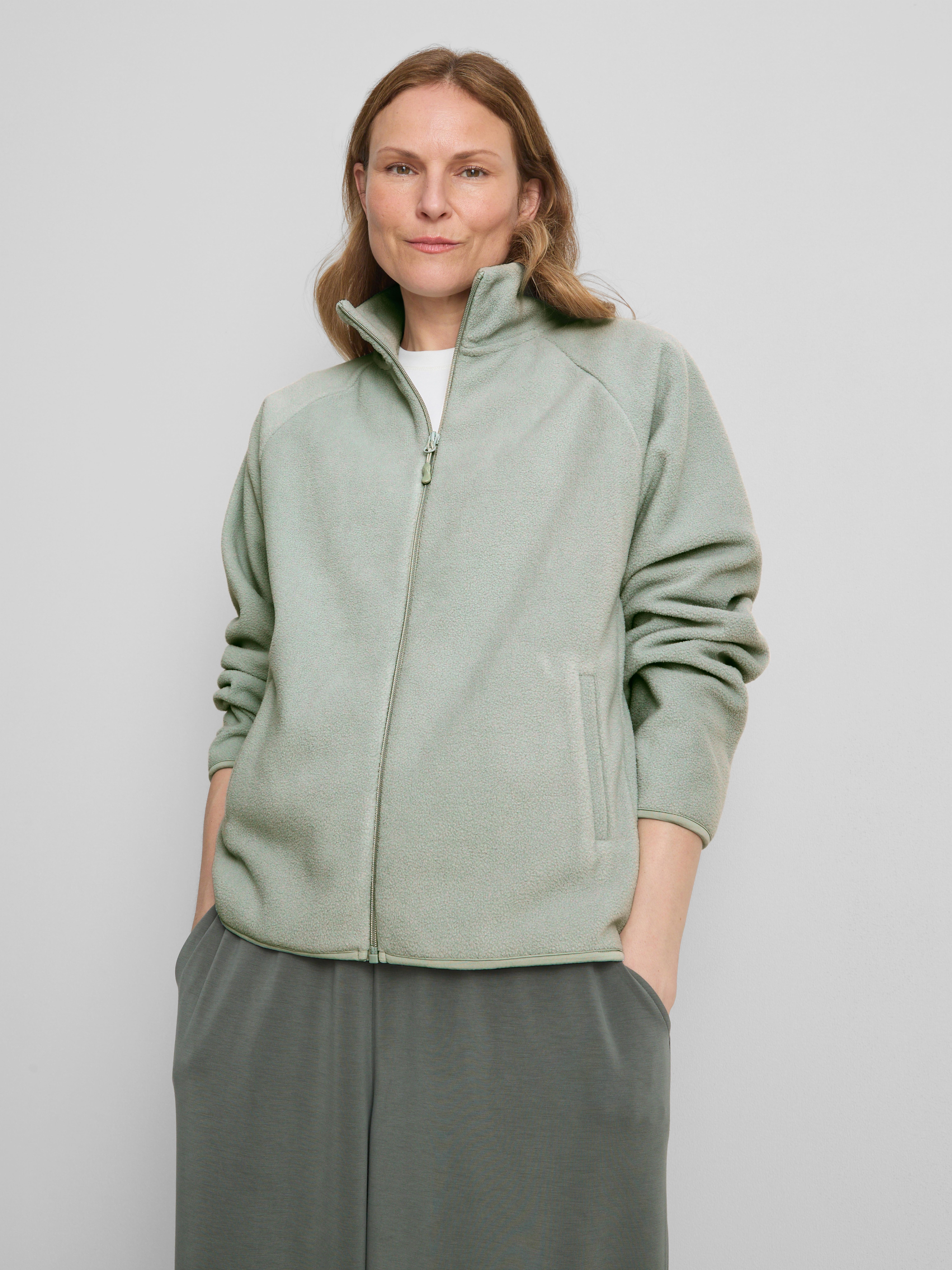 Zip-Up Funnel Neck Fleece - Light Green