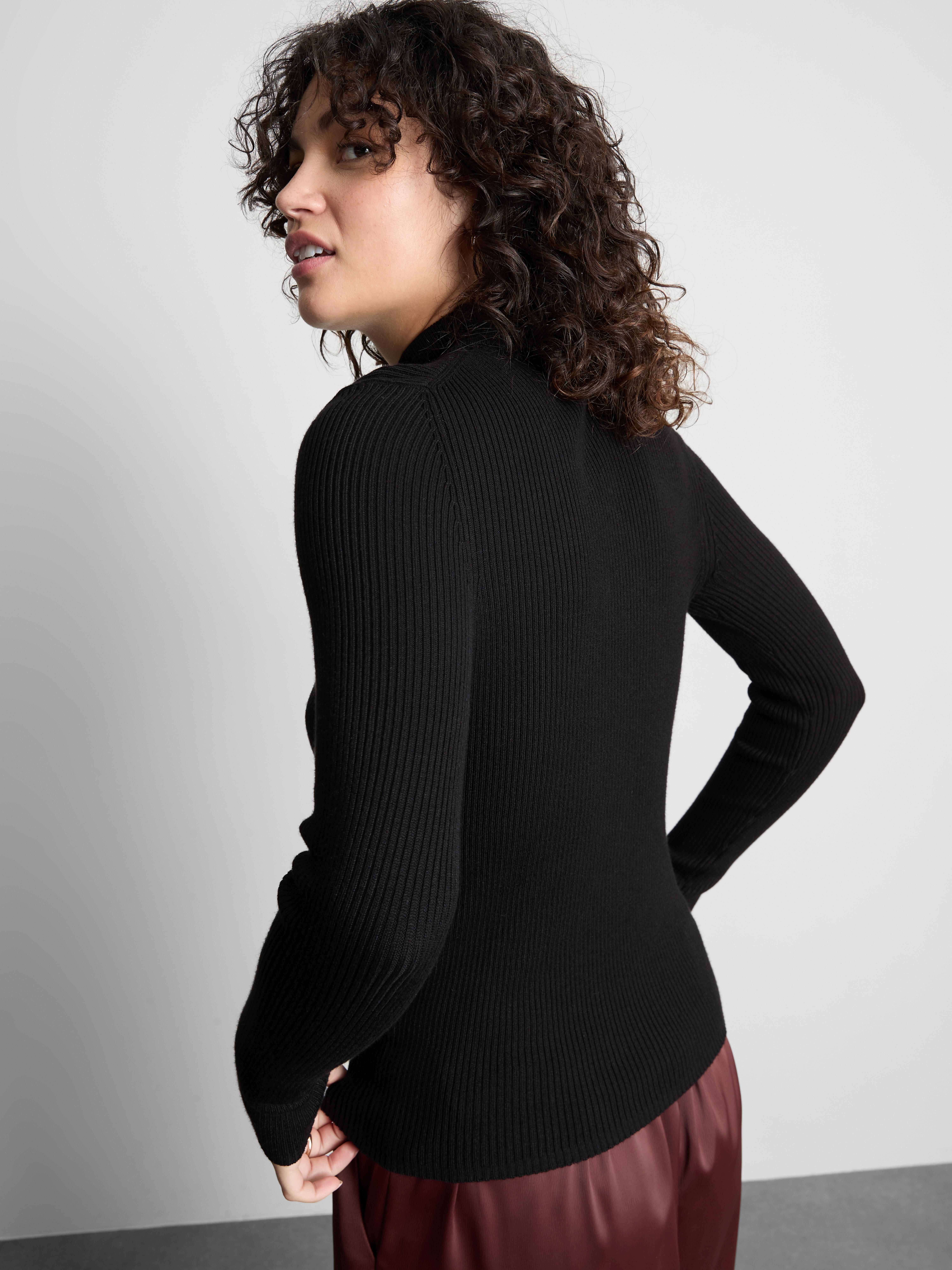 Ribbed Turtleneck Sweater - Black