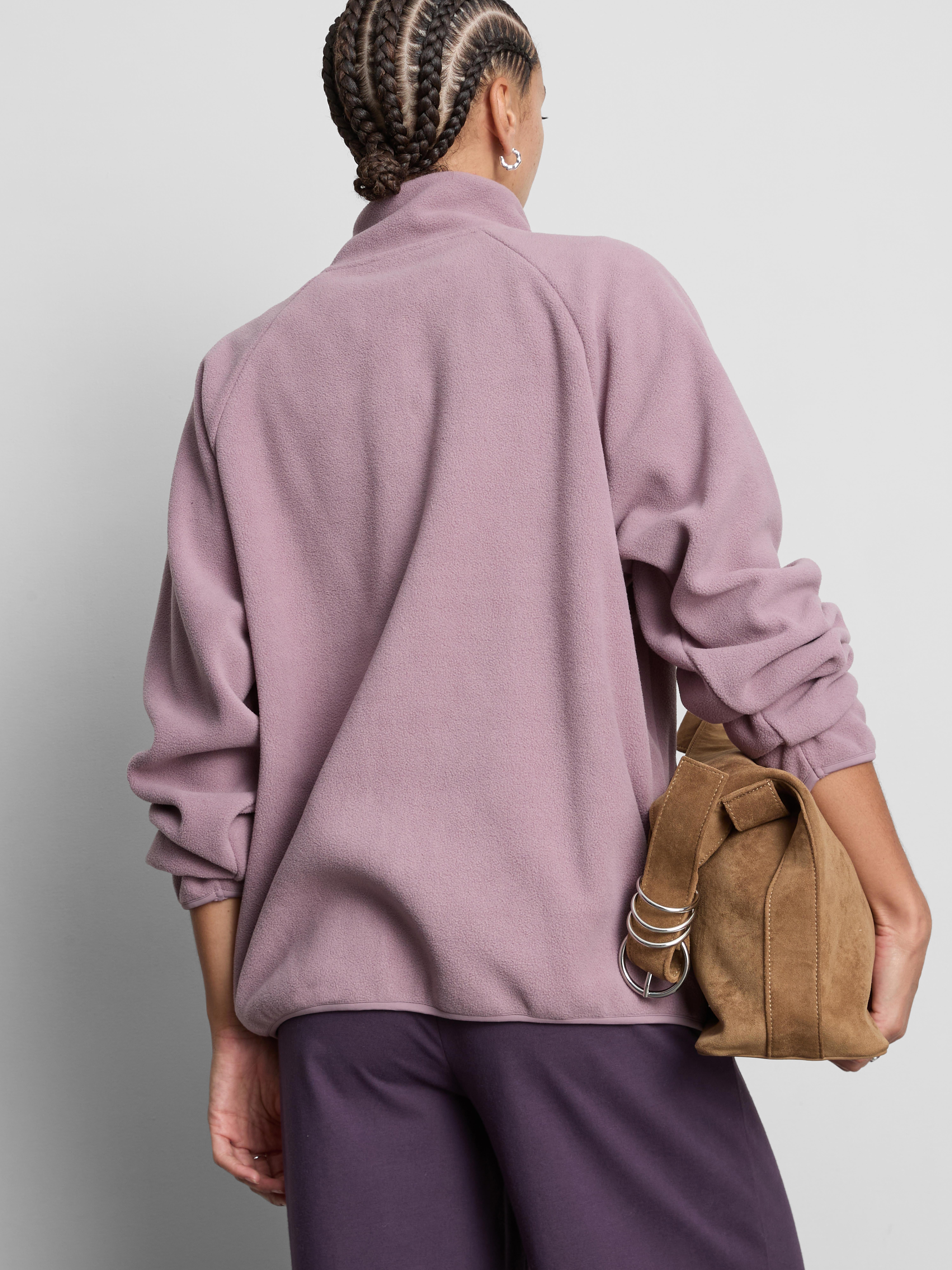 Zip-Up Funnel Neck Fleece - Pink