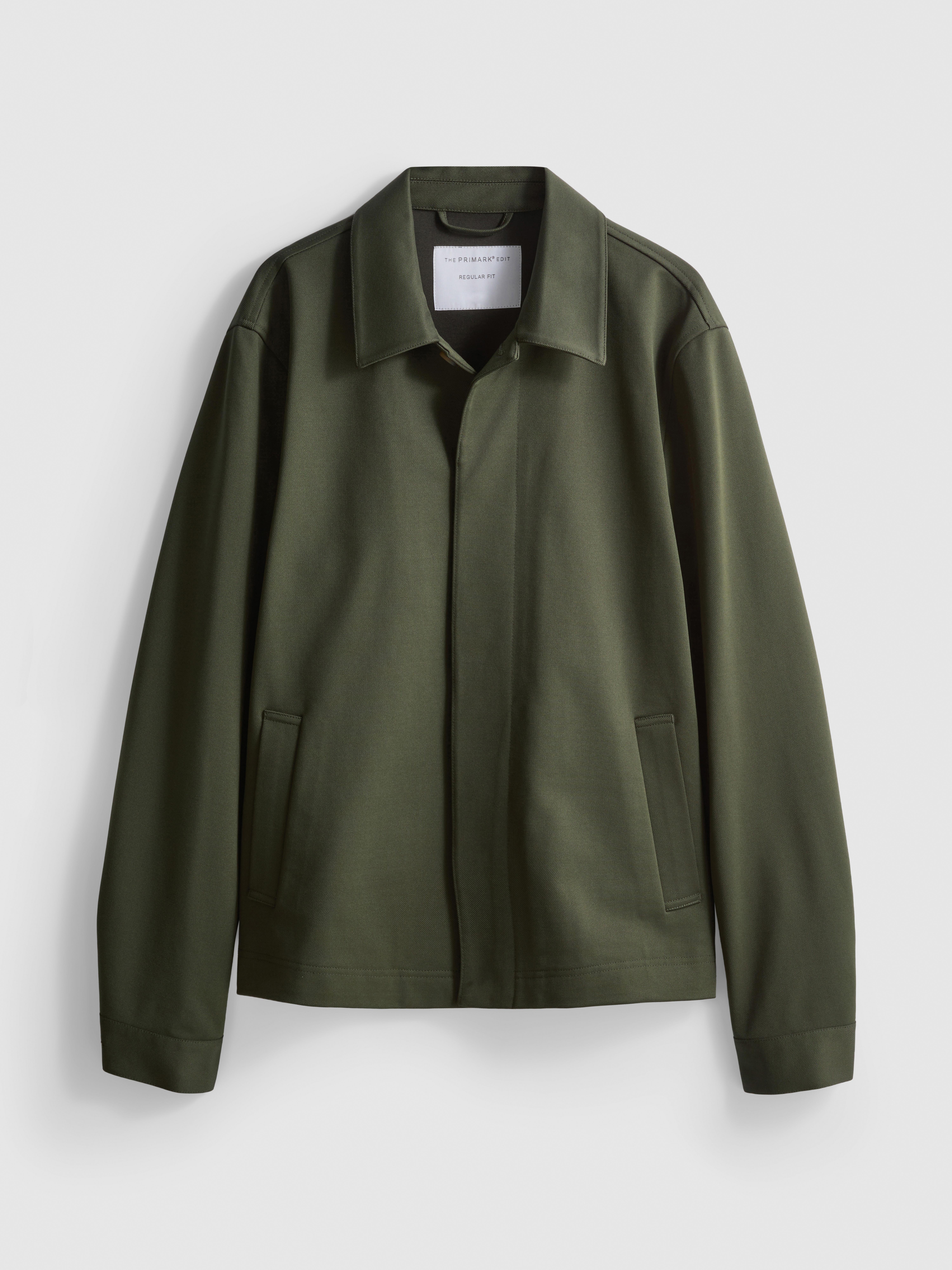 The Edit Regular Fit Collared Jacket - Olive