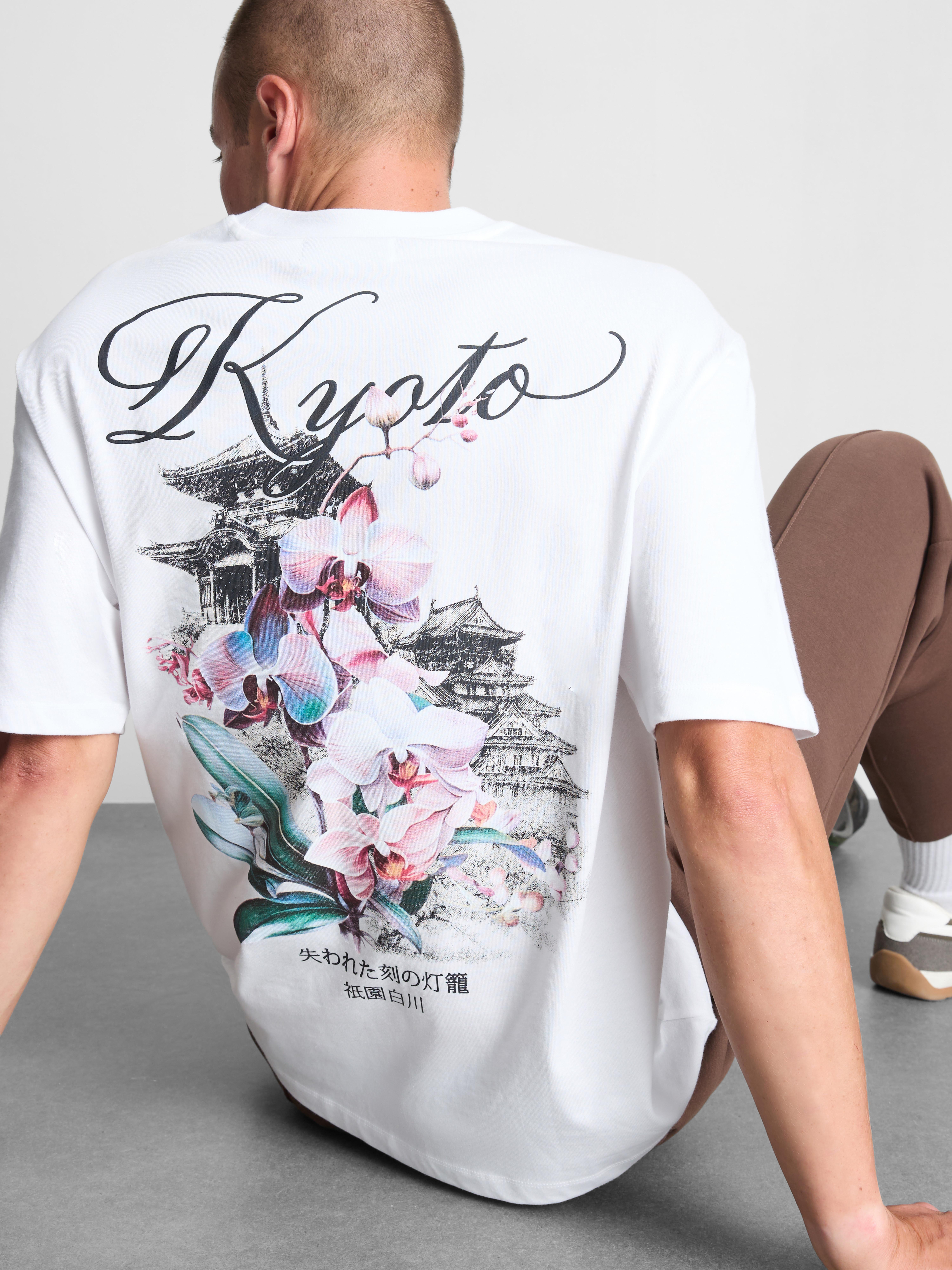 Kyoto Pure Cotton Graphic T-Shirt - White
