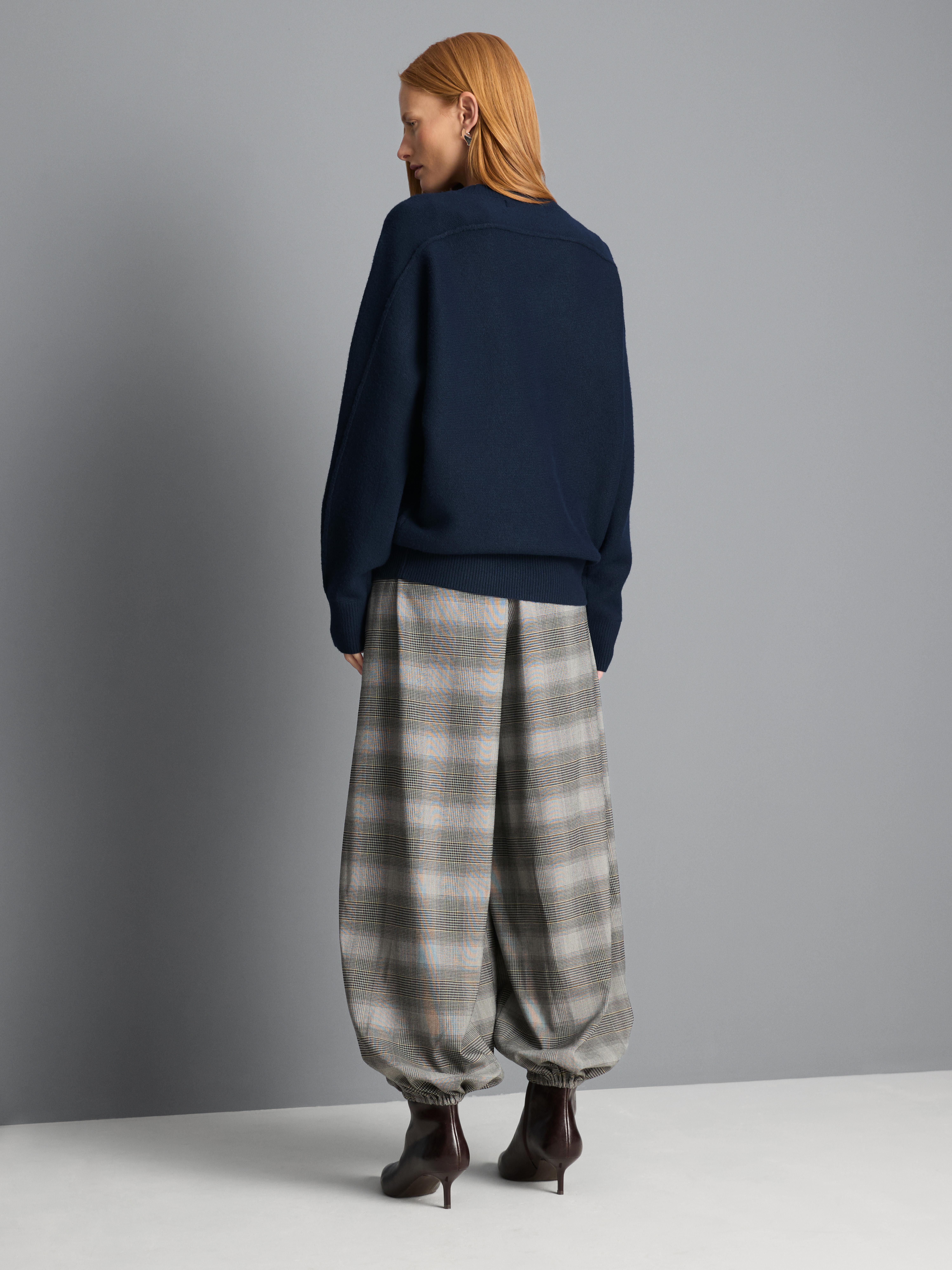 Oversized Knitted Cocoon Sweater - Navy