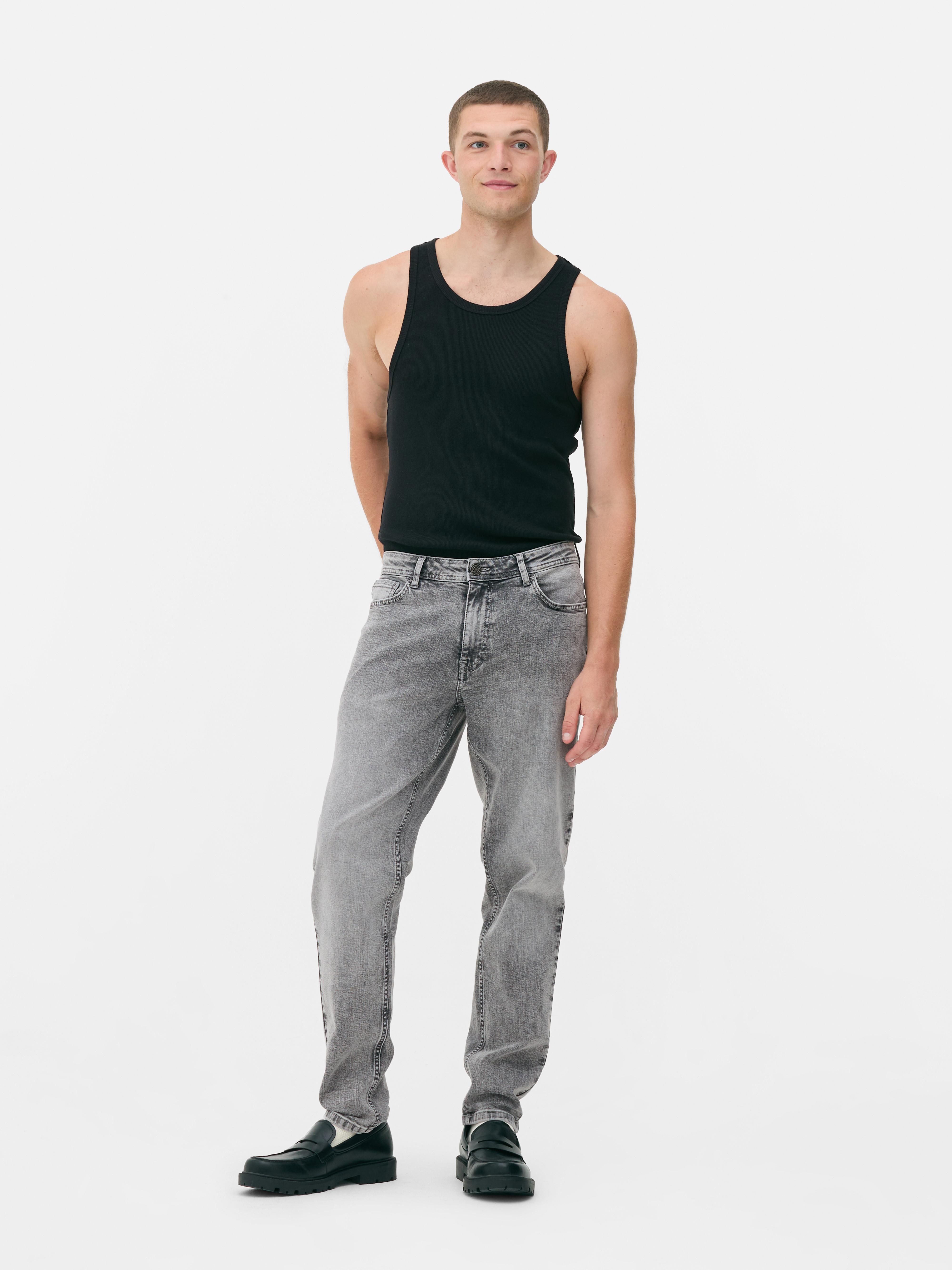 Mid-Rise Slim Fit Jeans - Gray