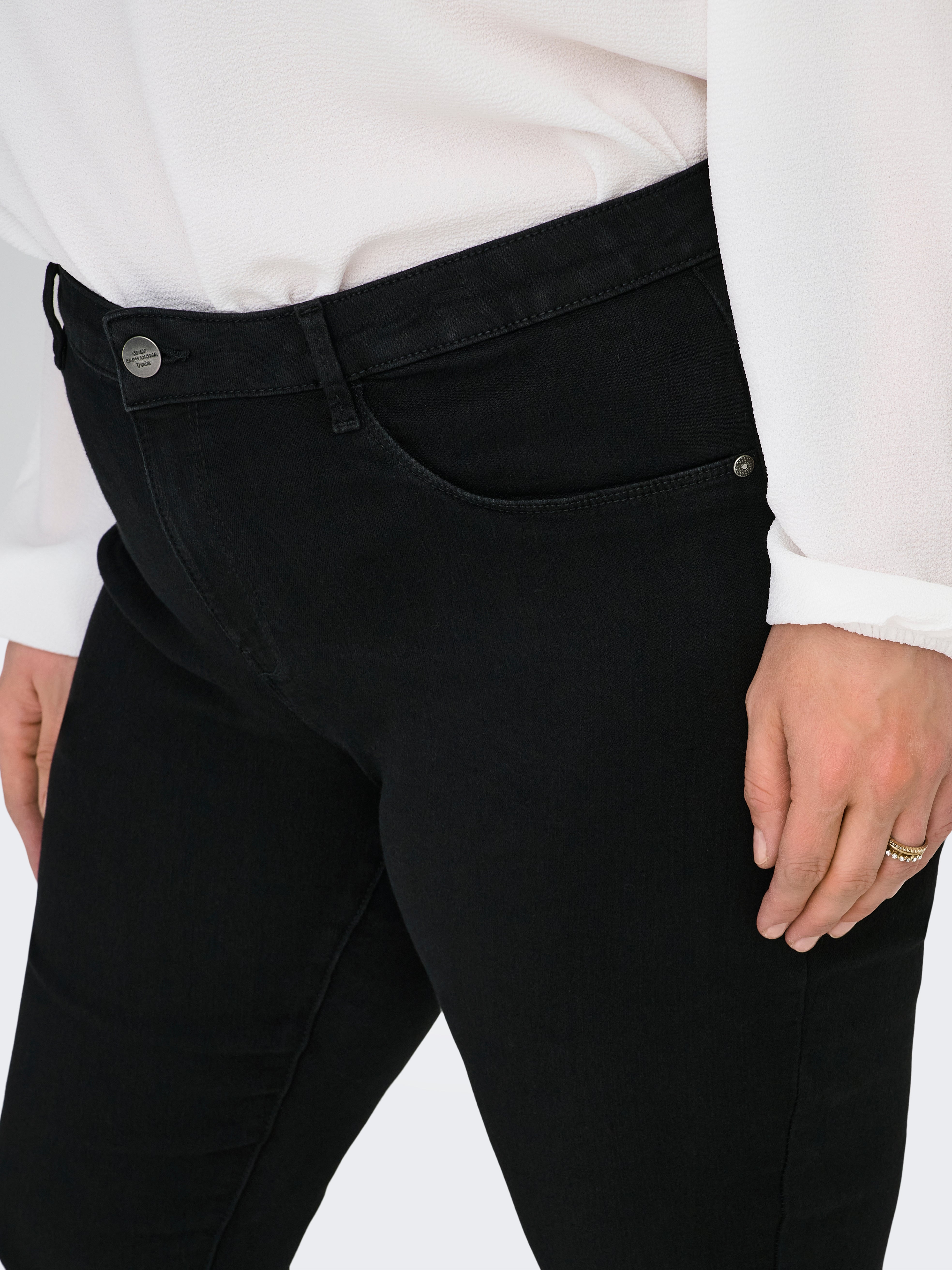CARTHUNDER Mid waist Skinny Fit Jeans Black