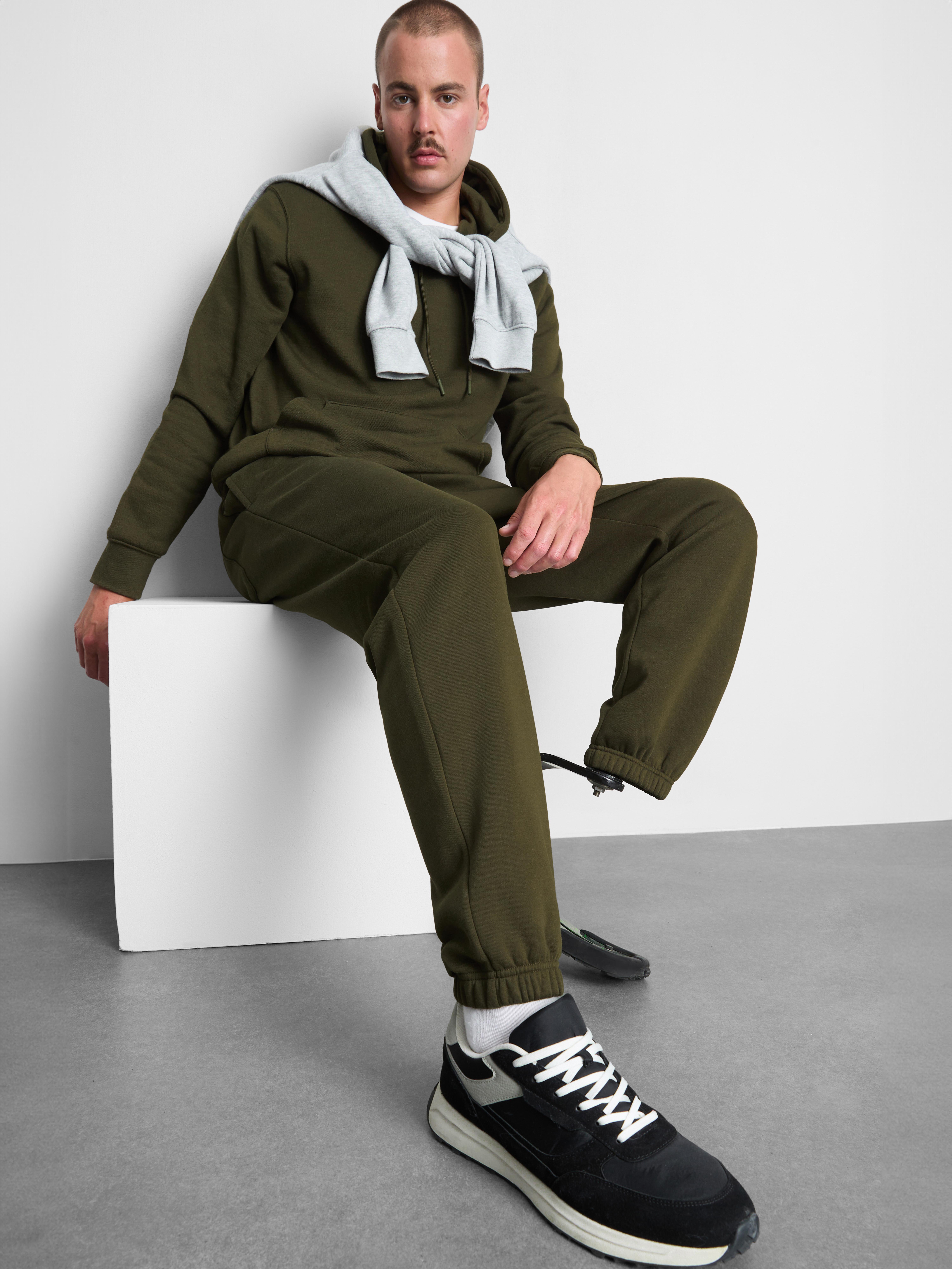Drawstring Cuffed Joggers - Olive