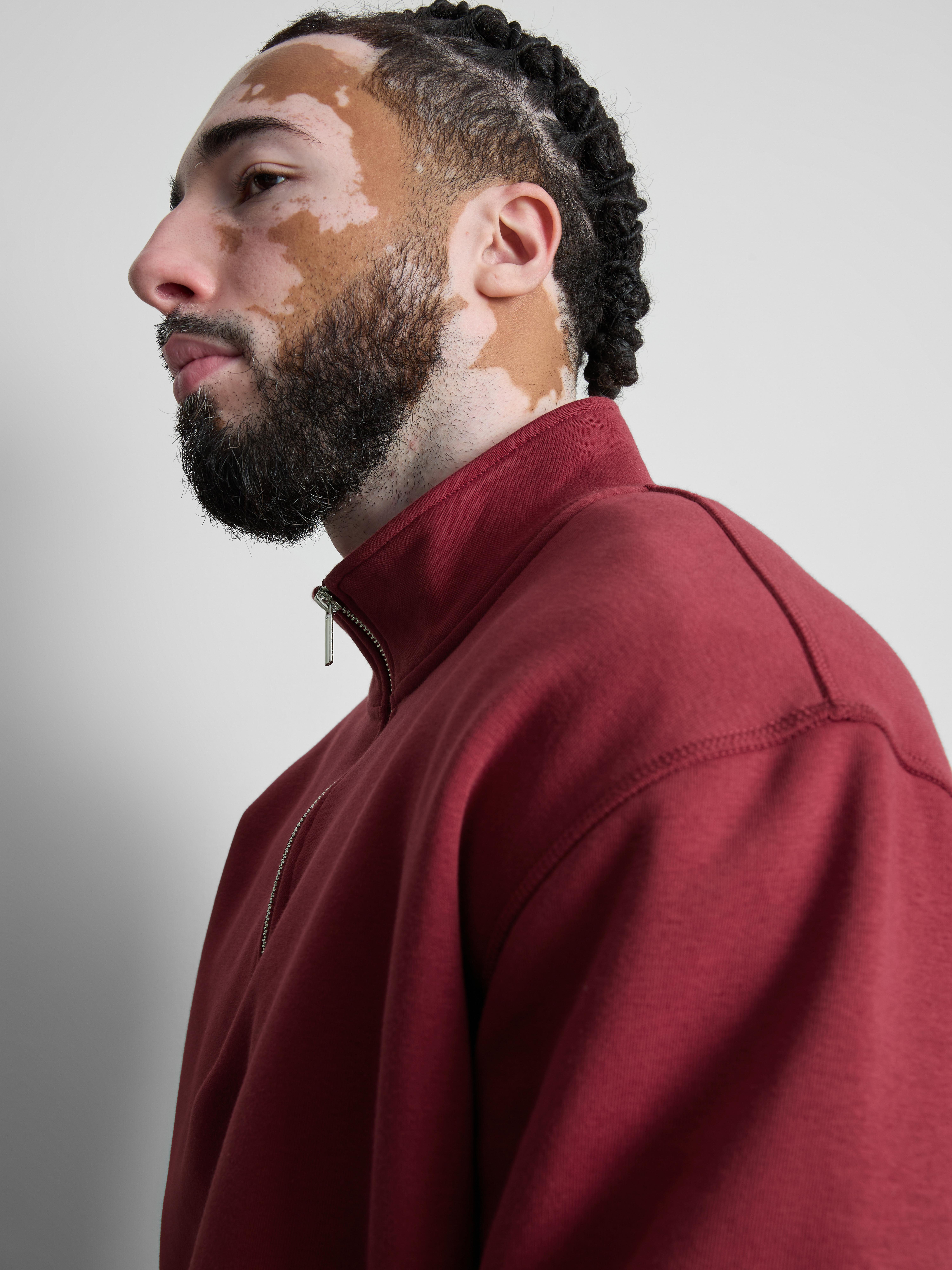 Half-Zip Sweatshirt - Dark Red