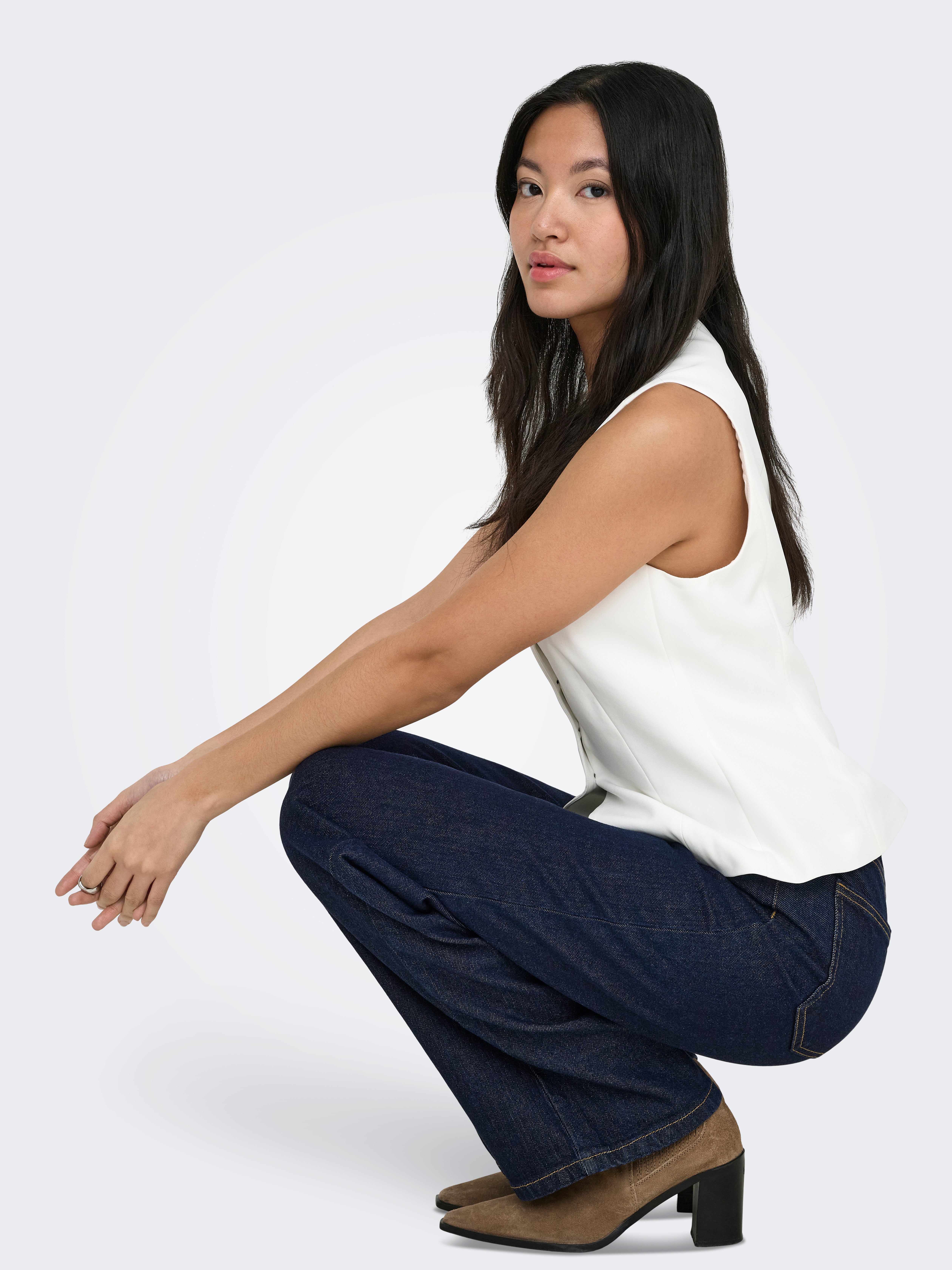 ONLJUICY High waist Wide Leg Fit Jeans Dark Blue Denim