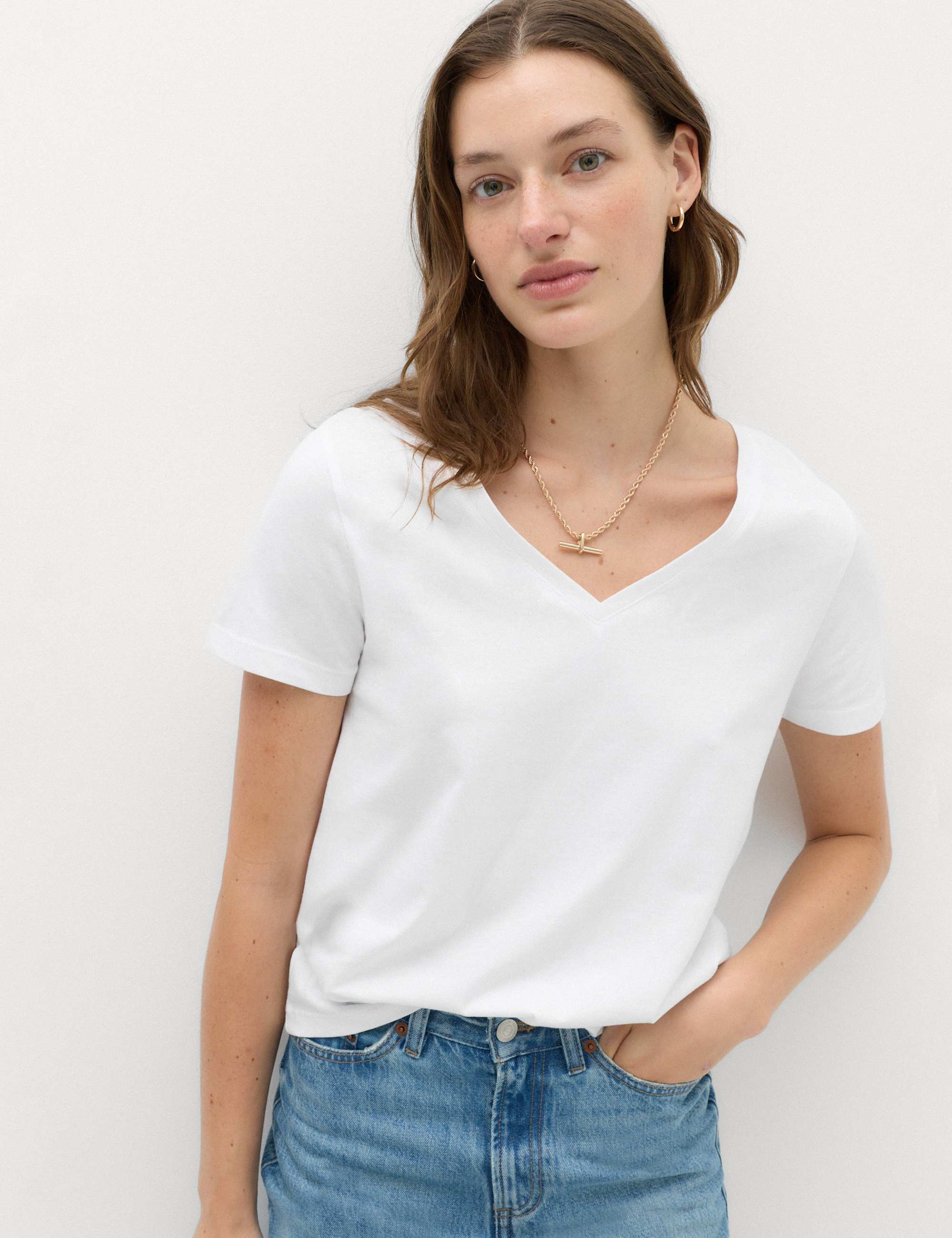 Pure Cotton V-Neck T-Shirt