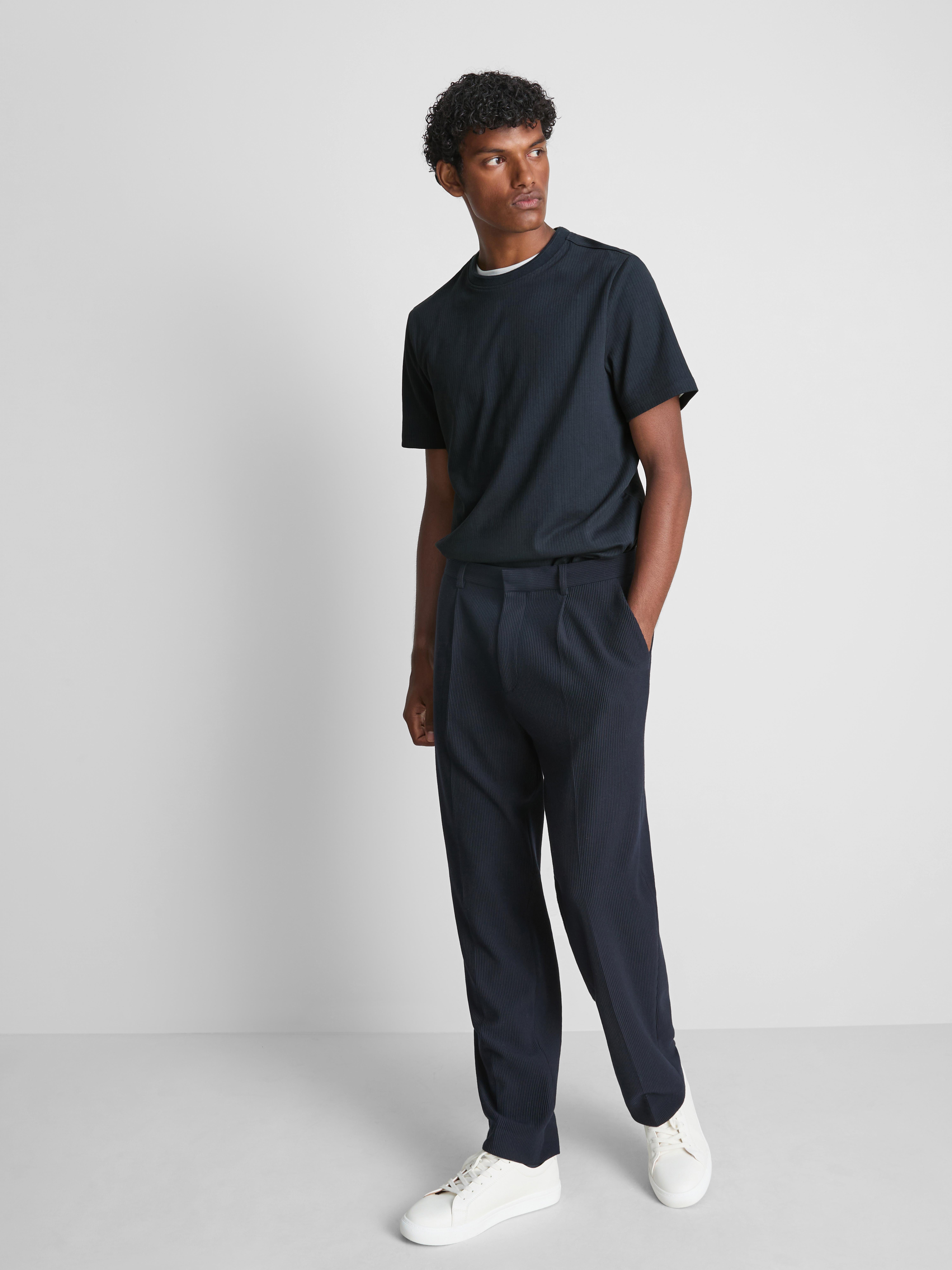 The Edit Ribbed Roundneck T-Shirt - Navy