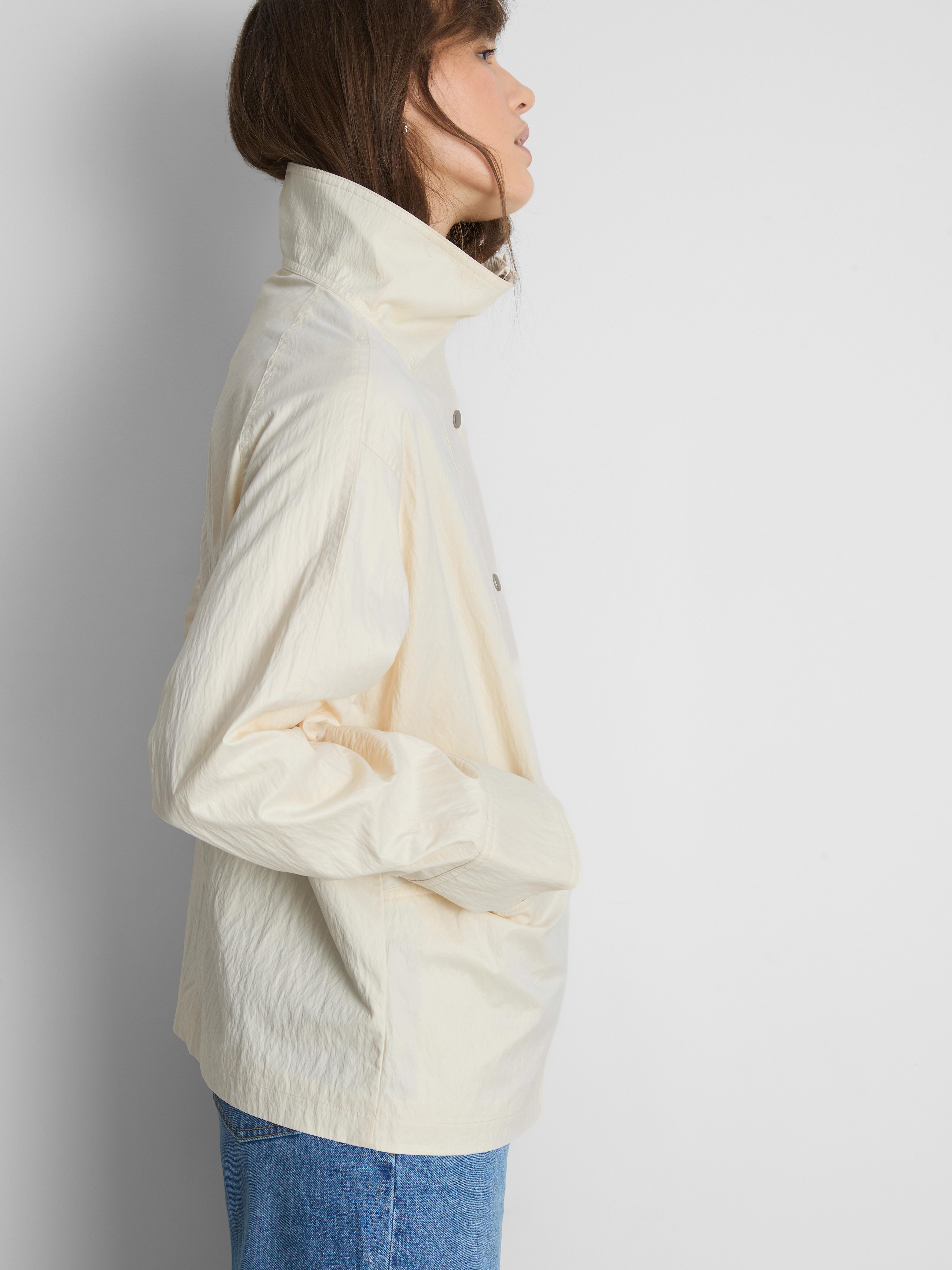 Paula Echevarría Crinkled Relaxed Funnel Neck Jacket - Ivory