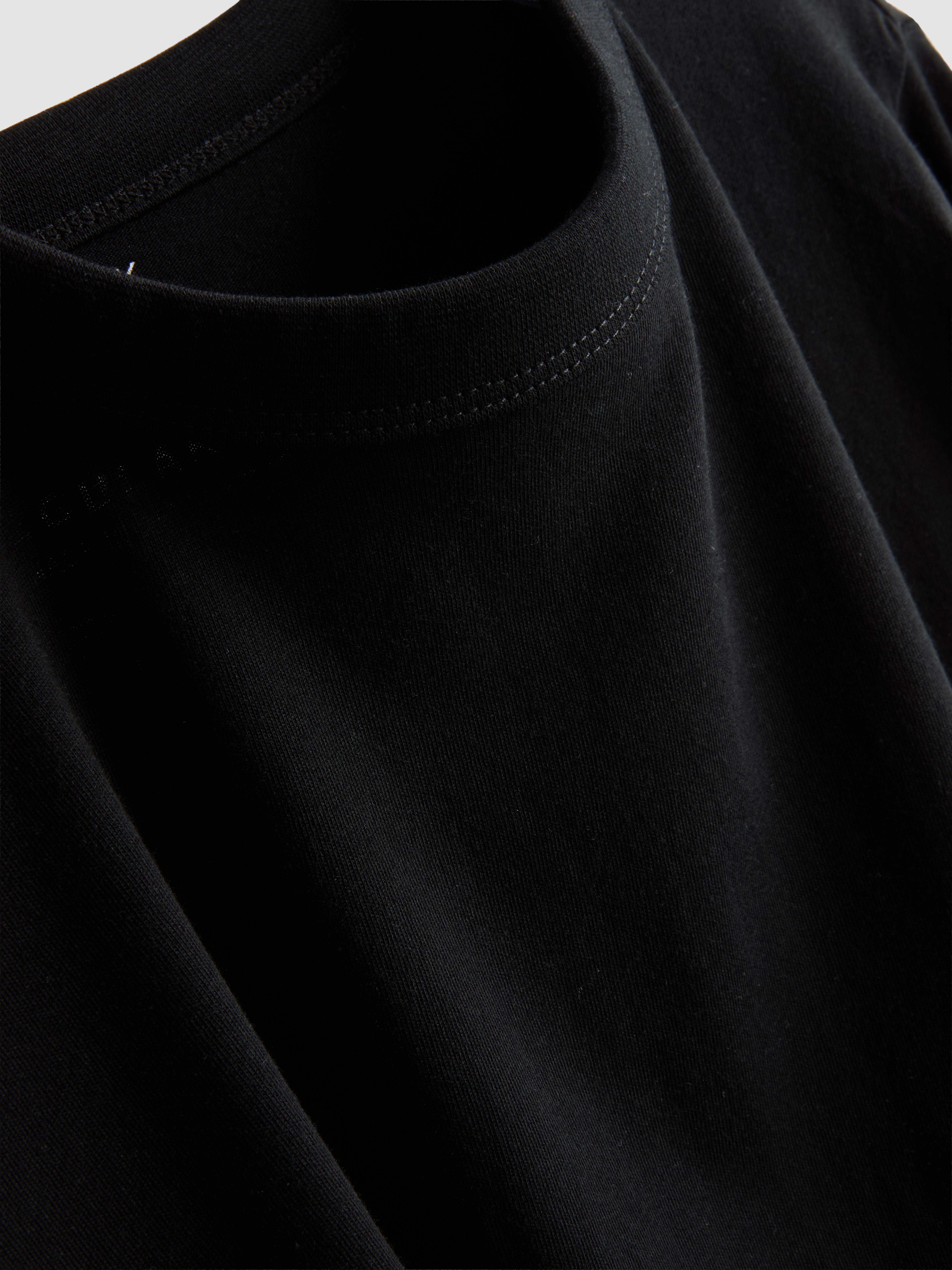 Pure Cotton Long-Sleeve Crewneck Top - Black