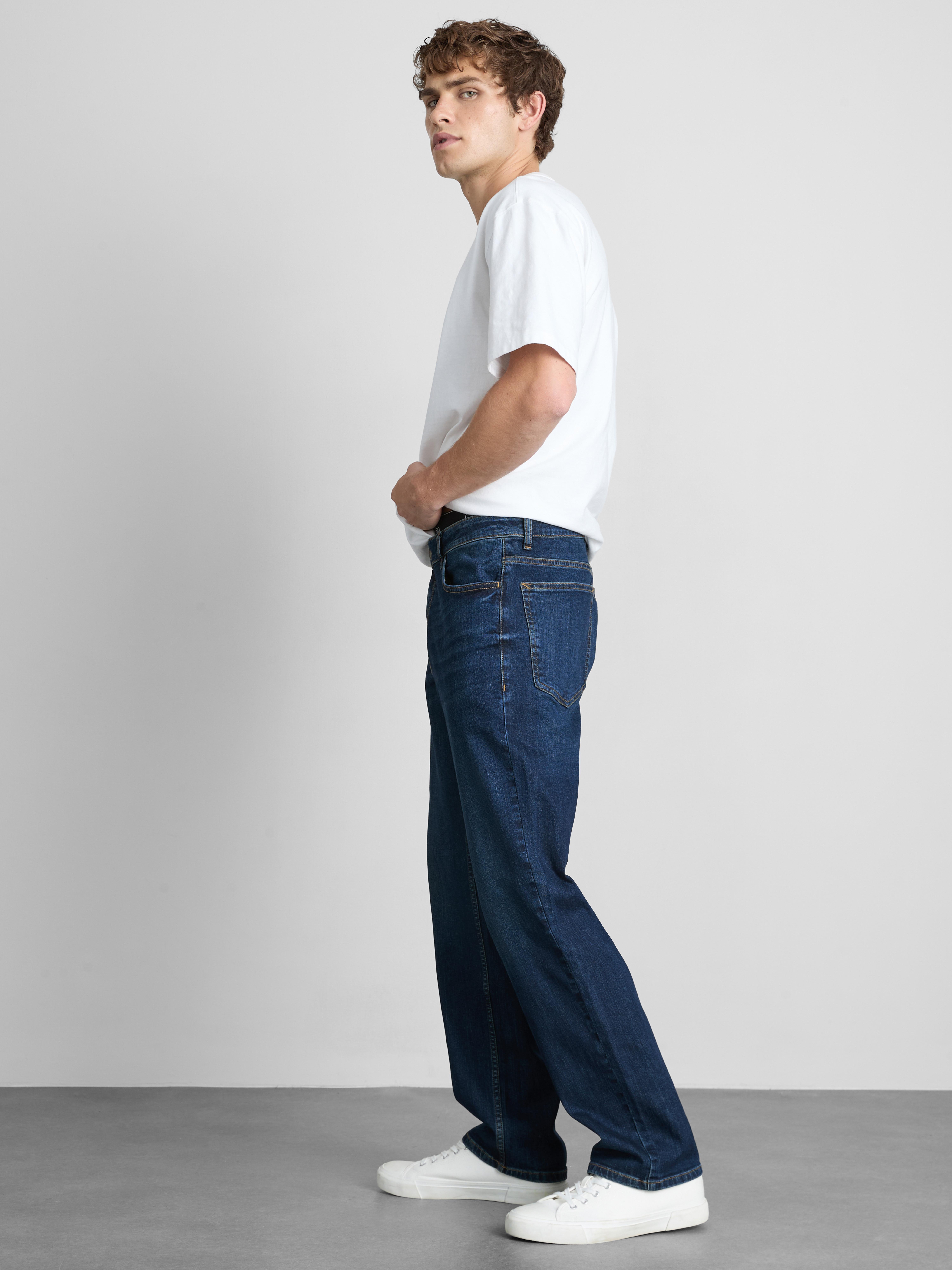 Stretch Straight Leg Jeans - Dark Blue
