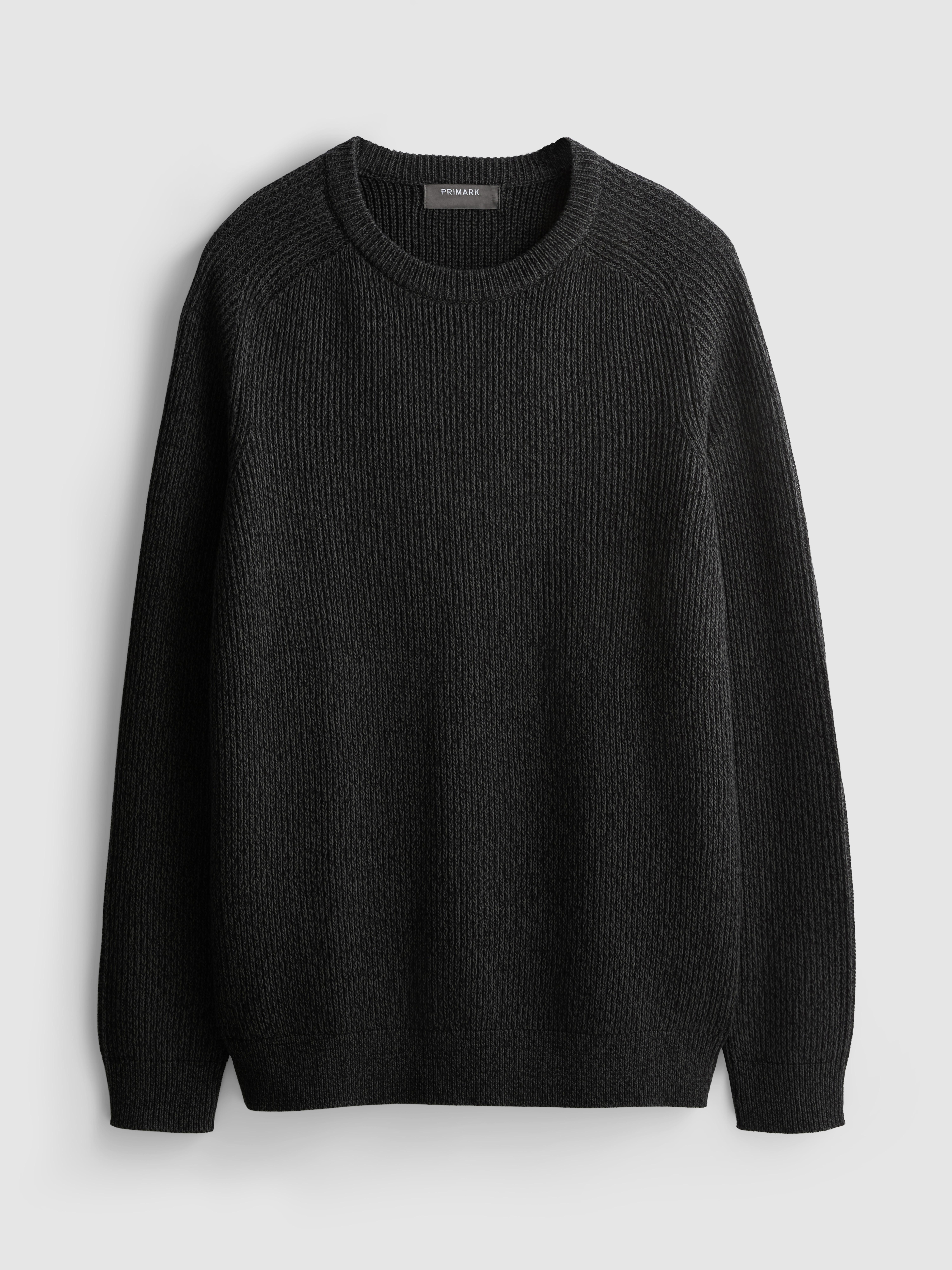 Cotton Rich Crew Neck Sweater - Charcoal