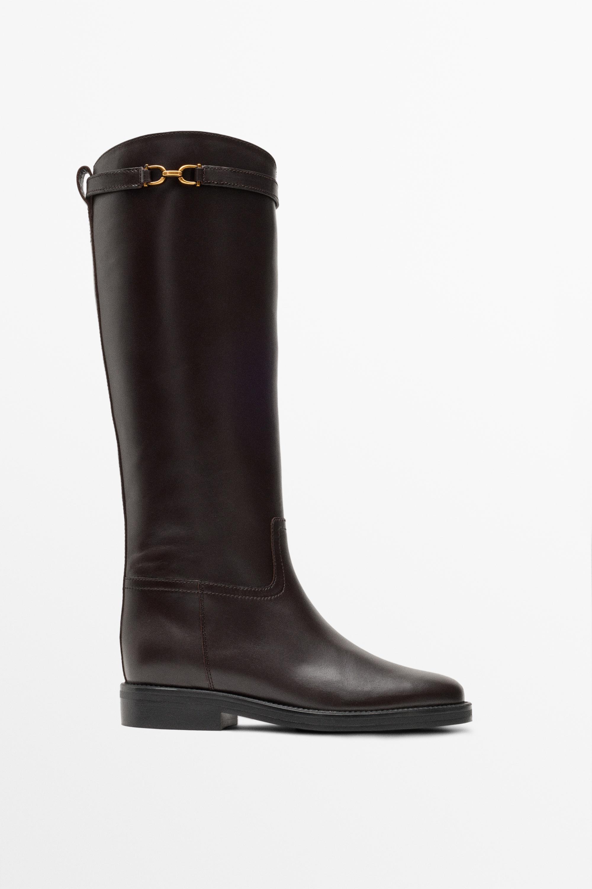 Leather riding boot - BROWN