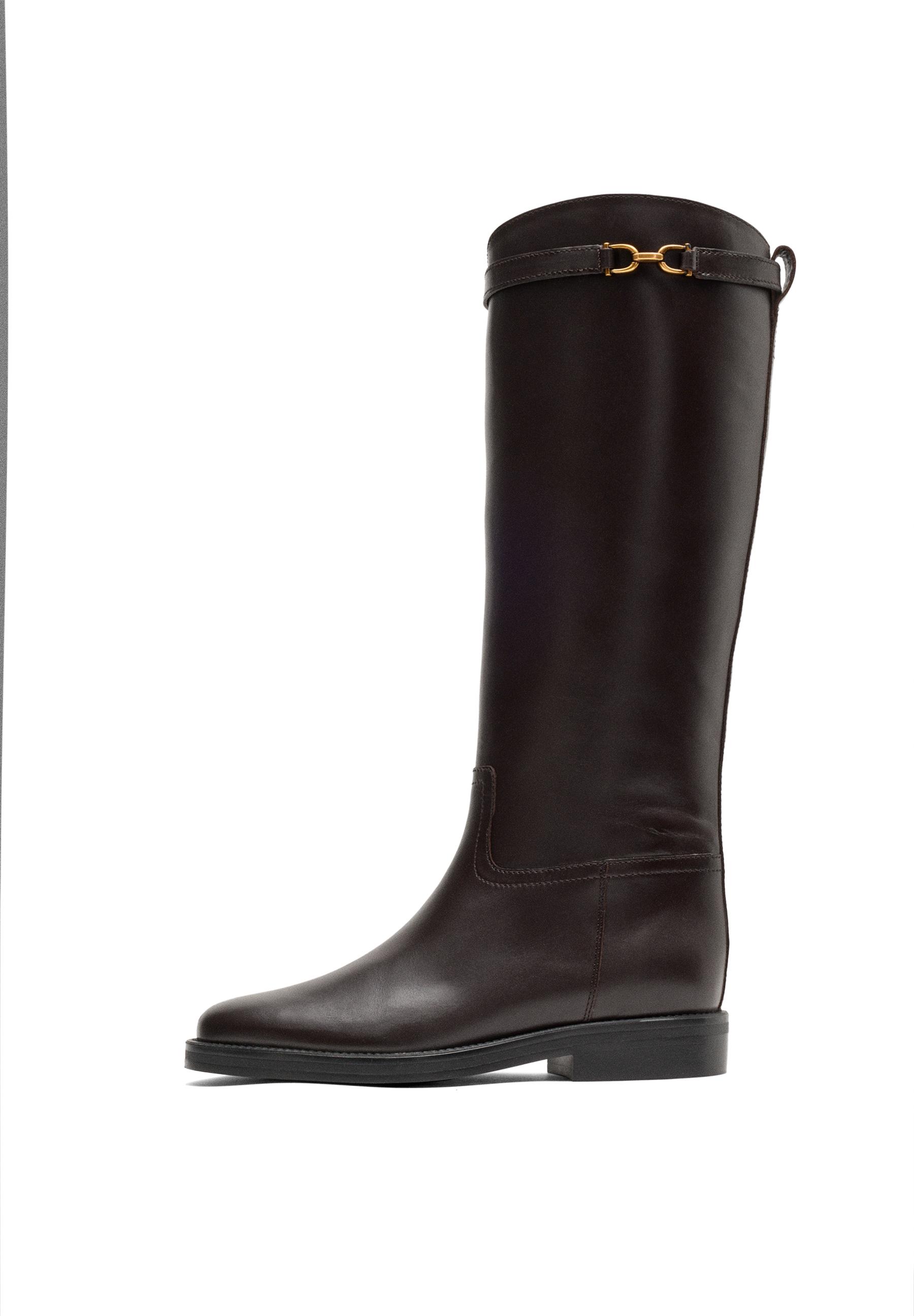 Leather riding boot - BROWN