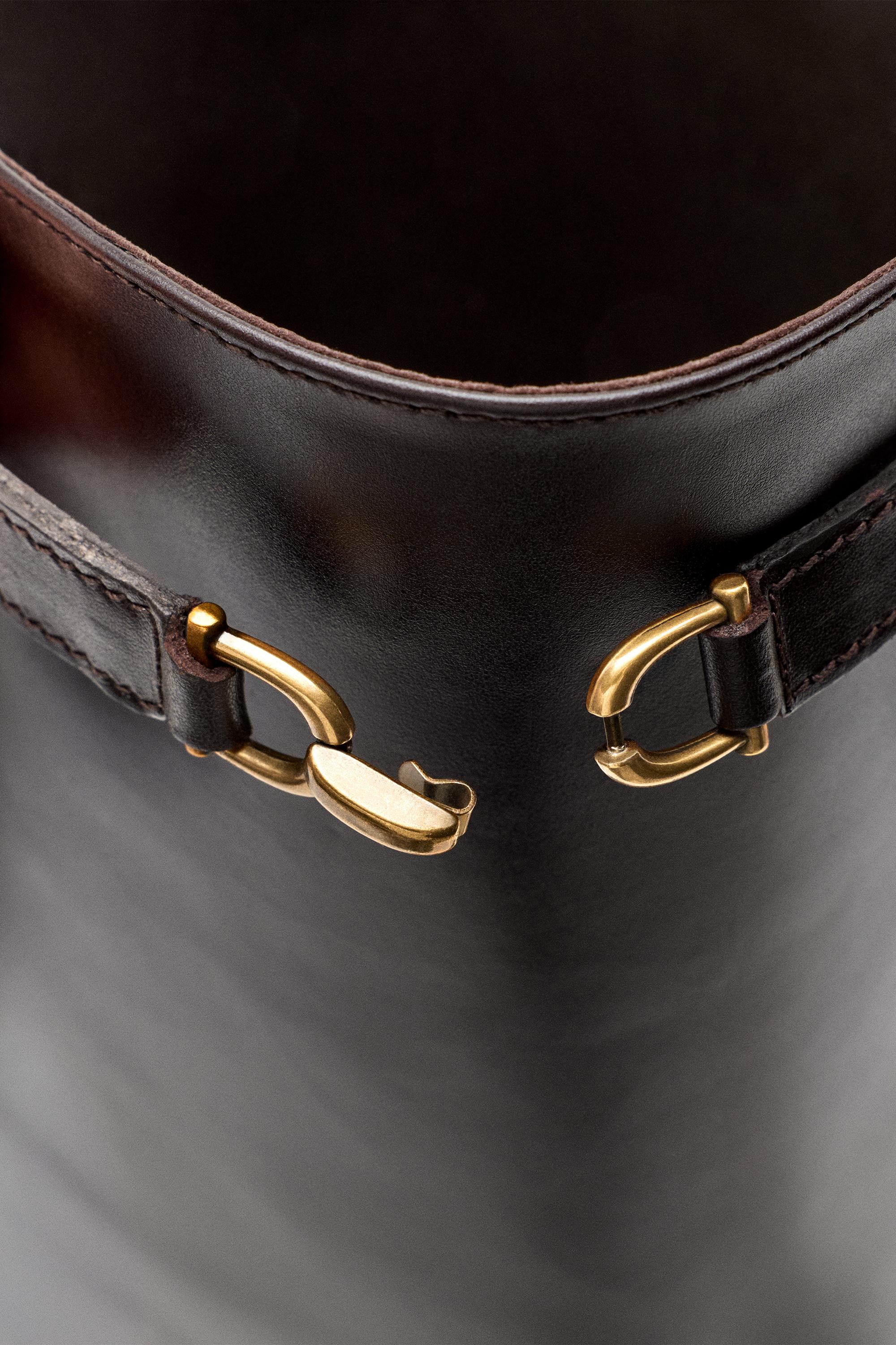 Leather riding boot - BROWN