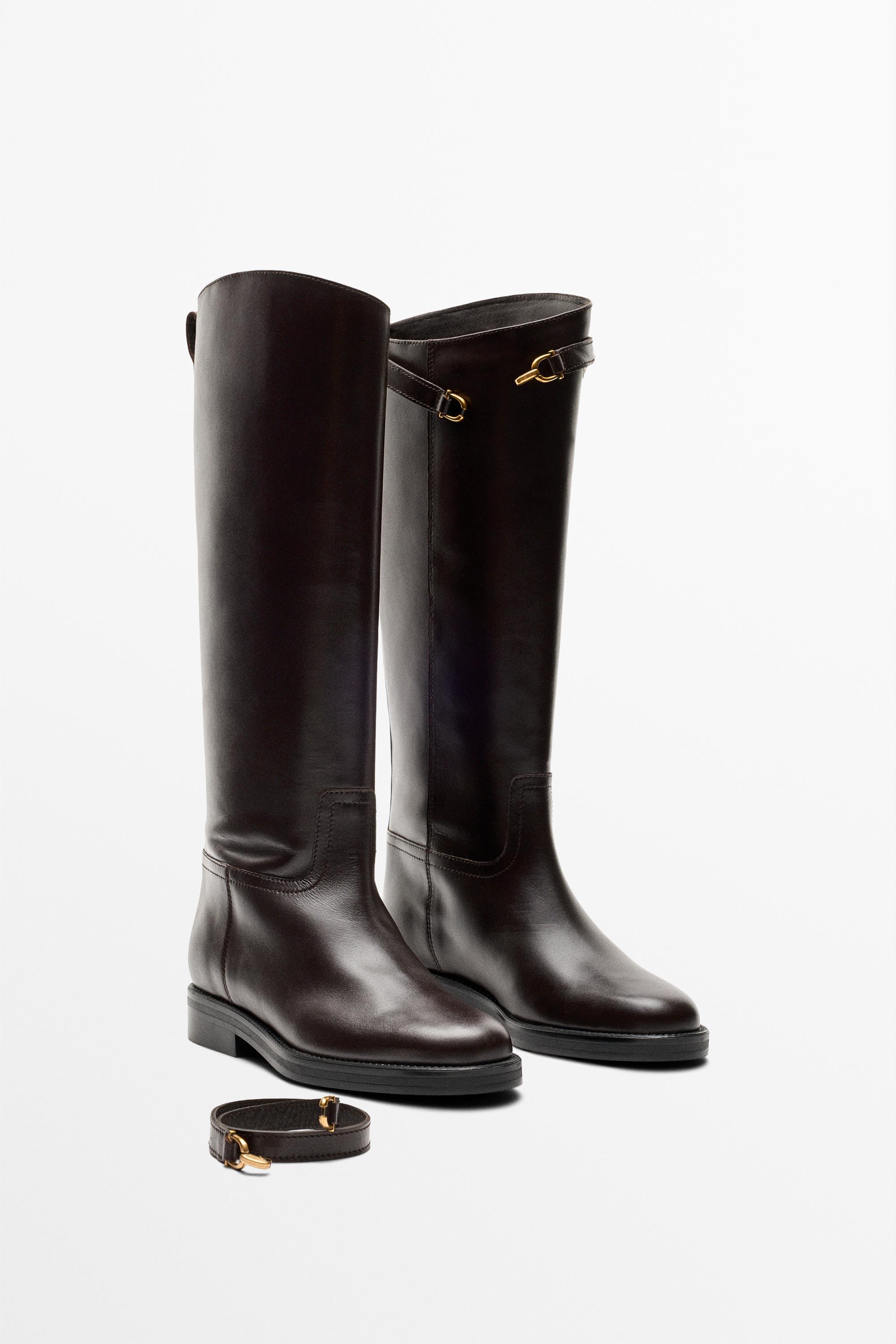 Leather riding boot - BROWN