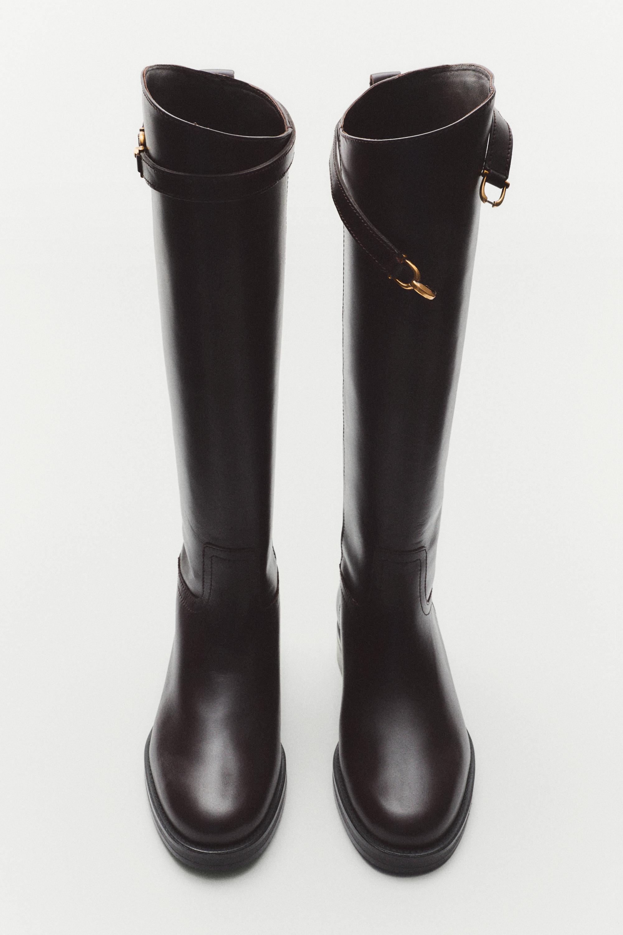 Leather riding boot - BROWN