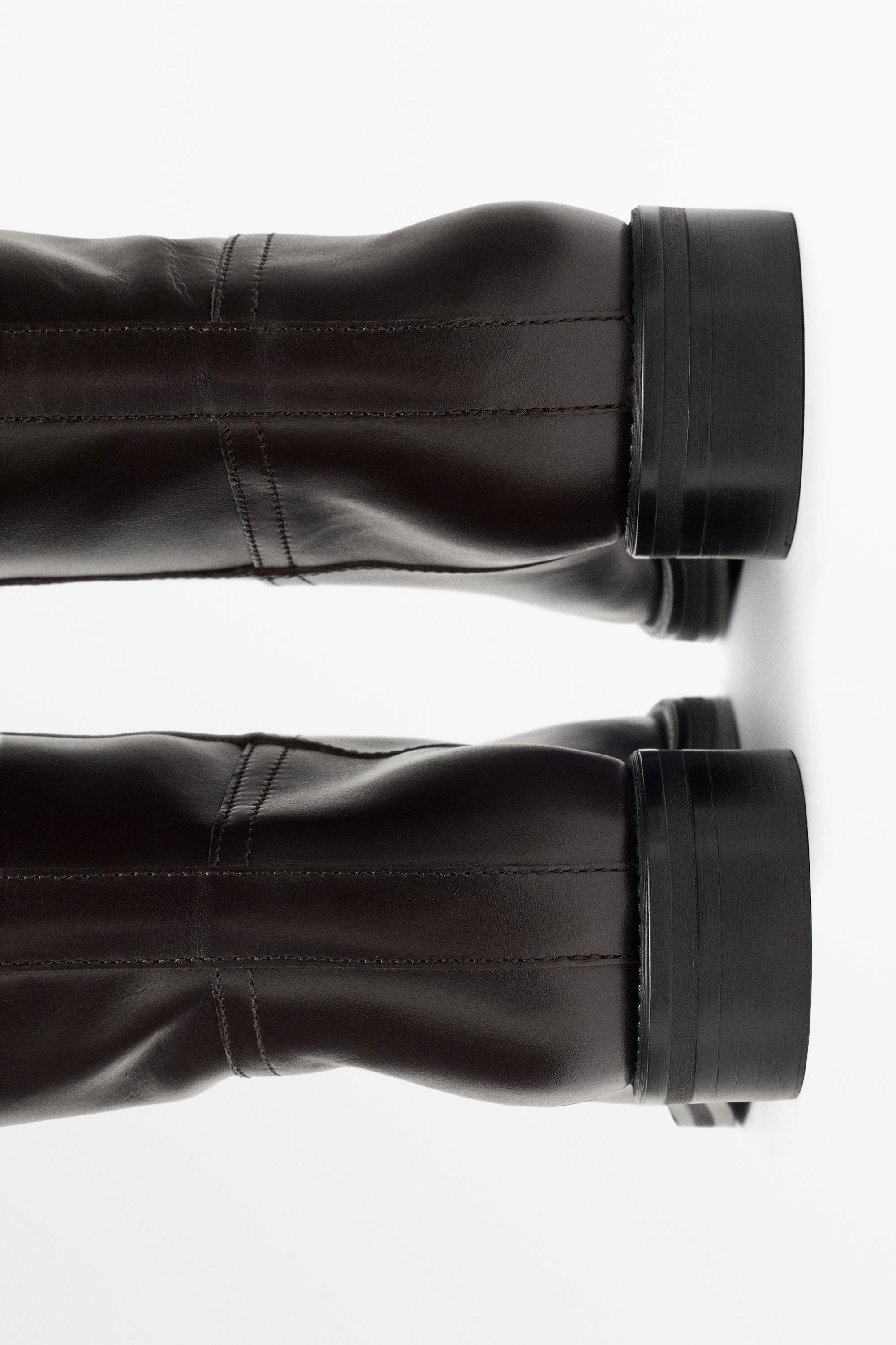 Leather riding boot - BROWN