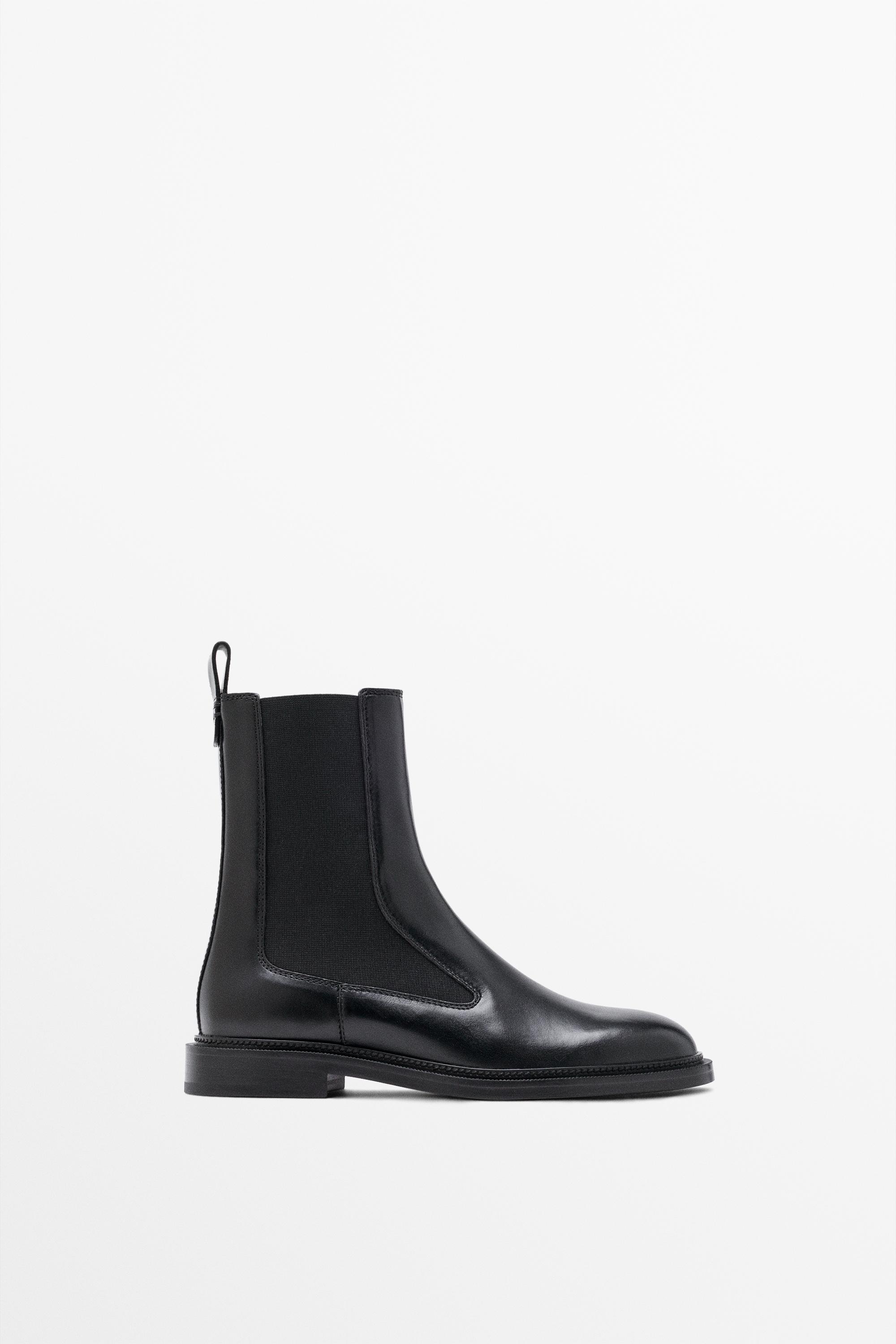 Flat leather Chelsea boots - BLACK