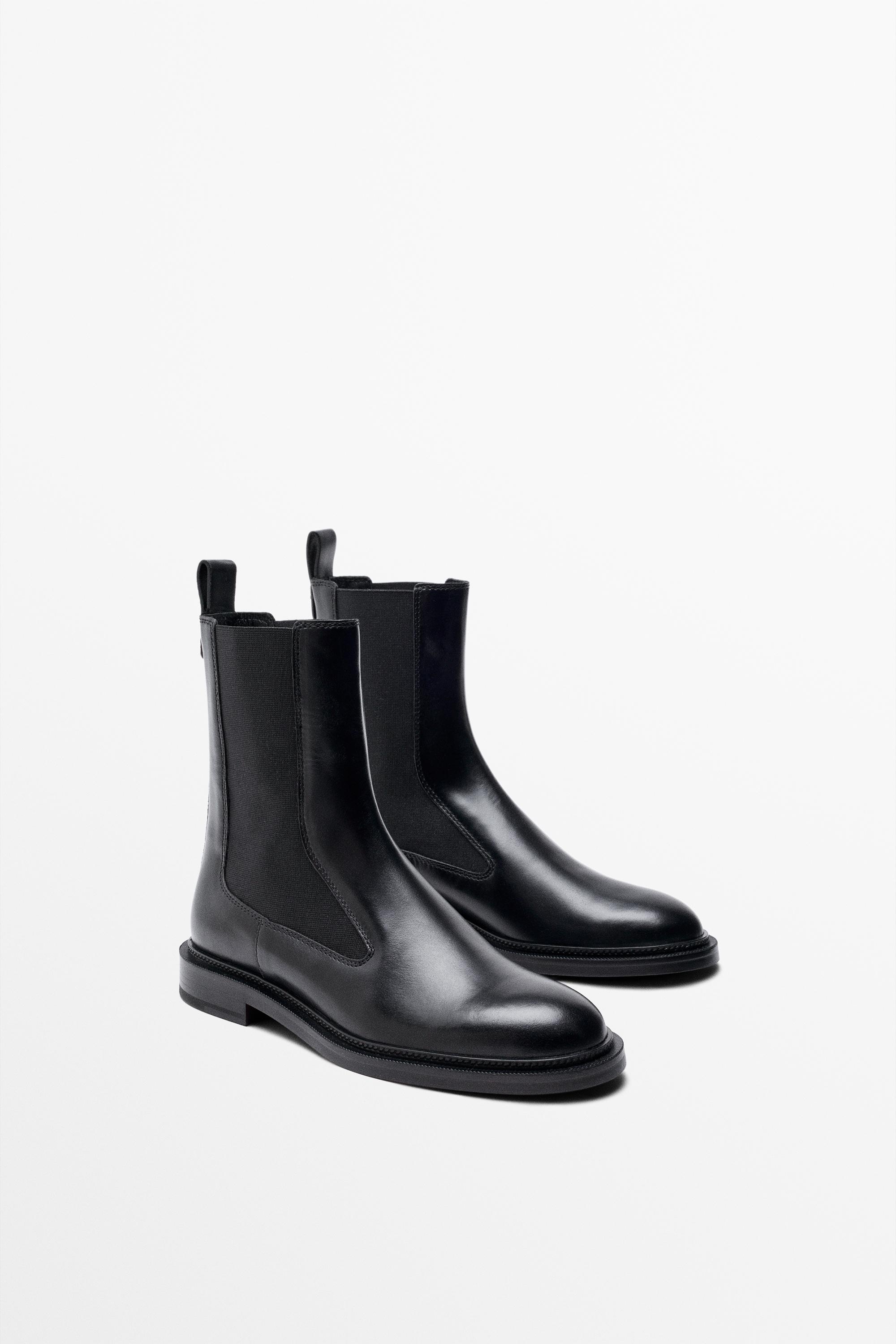 Flat leather Chelsea boots - BLACK