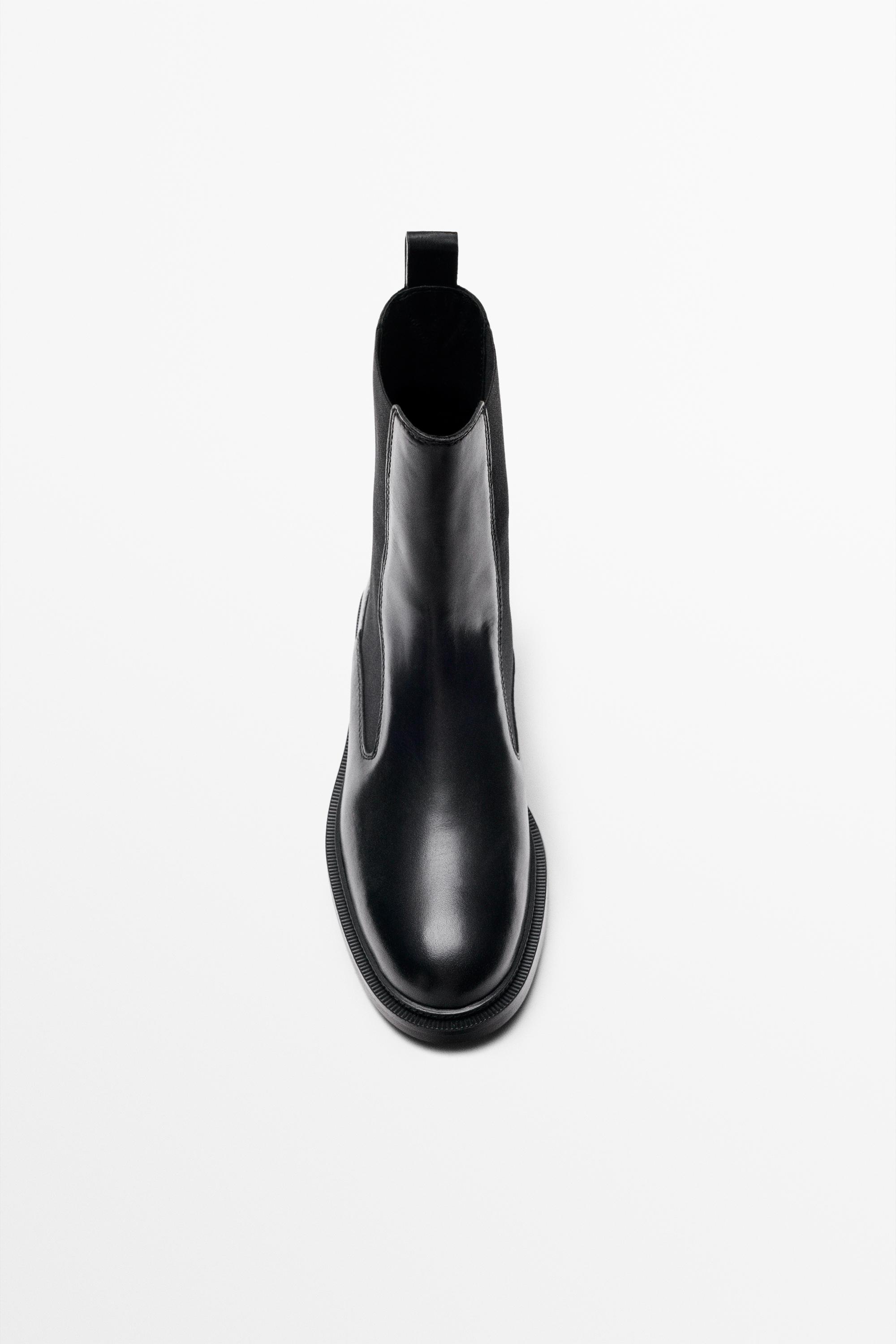 Flat leather Chelsea boots - BLACK