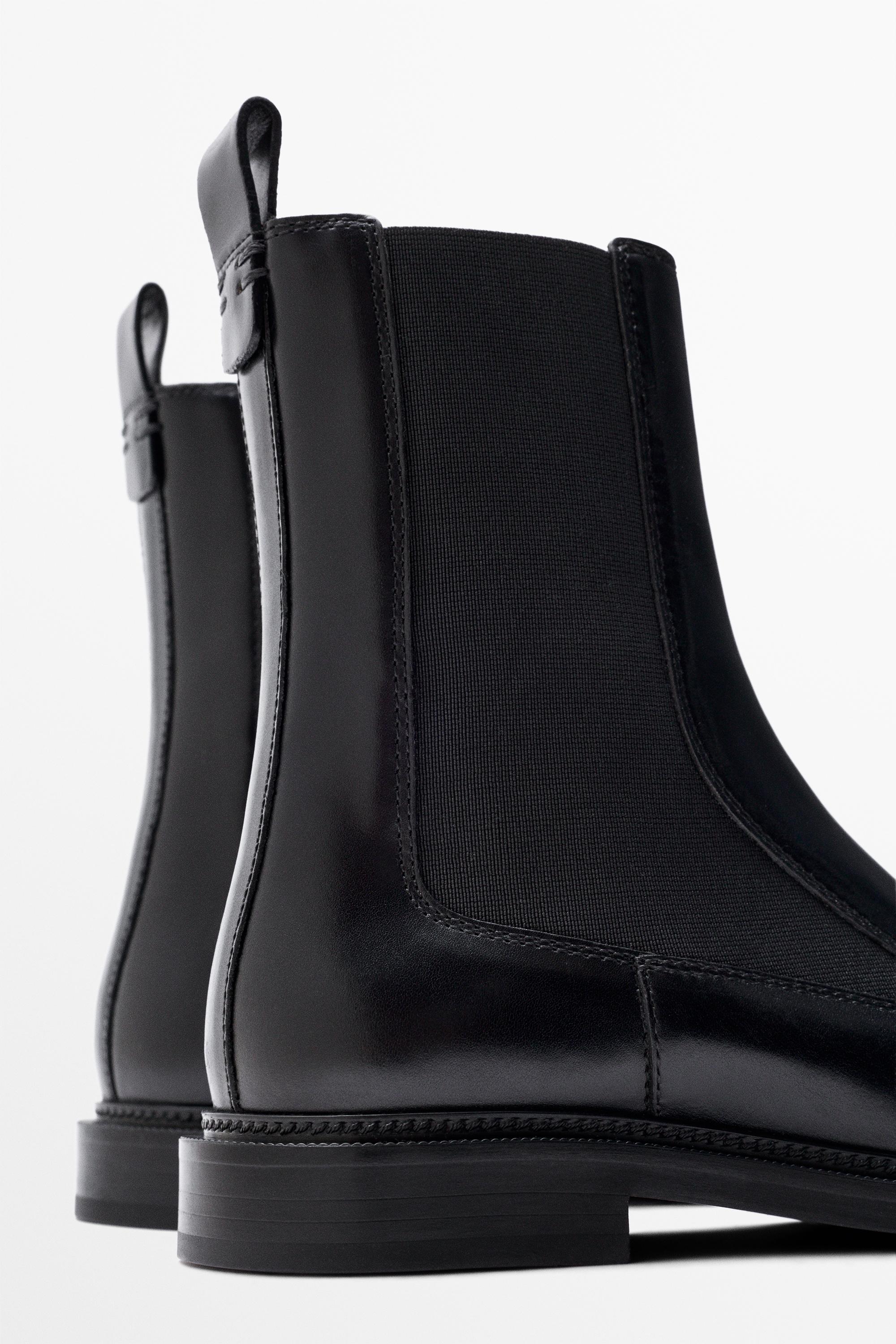 Flat leather Chelsea boots - BLACK