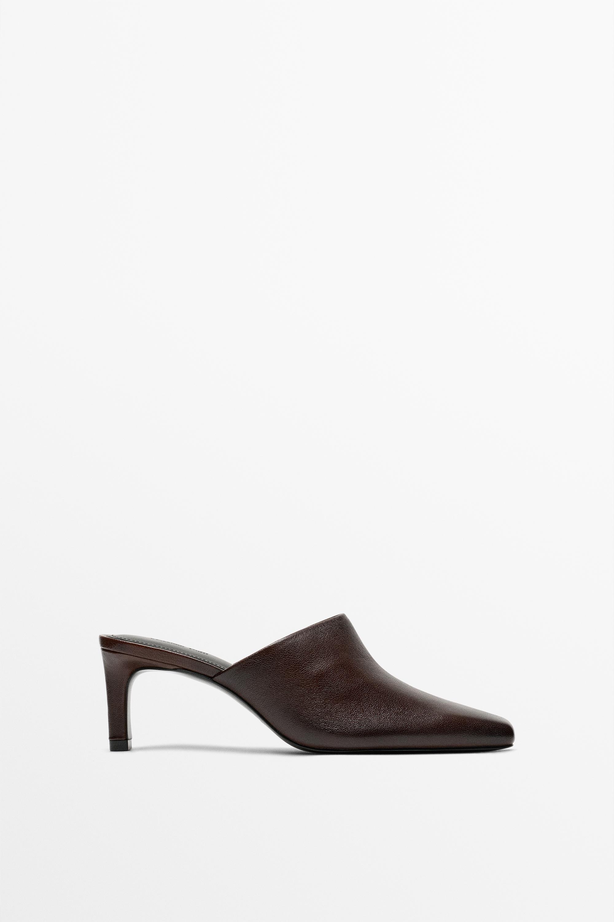 Slingback leather heel shoe - BURGUNDY