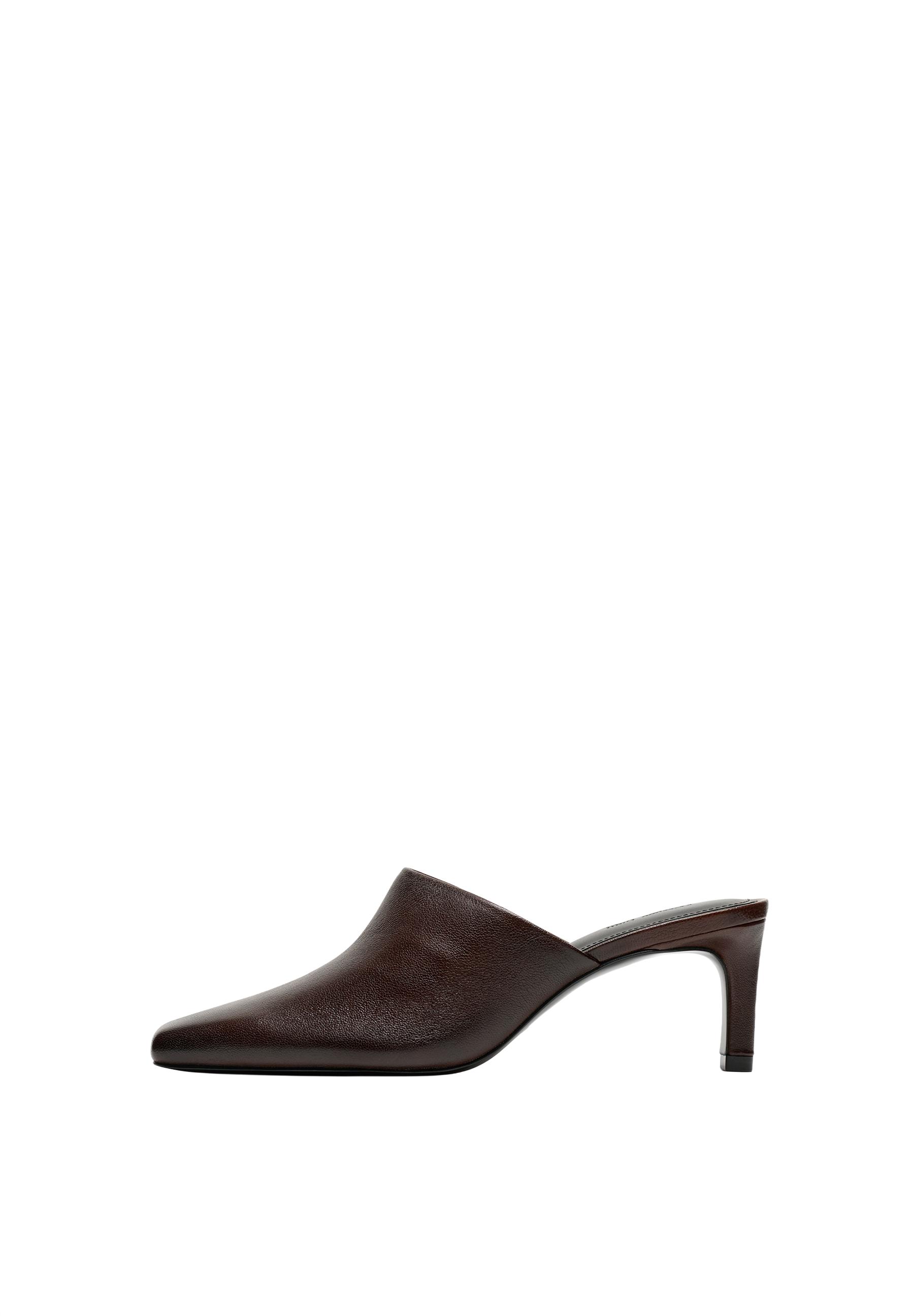 Slingback leather heel shoe - BURGUNDY