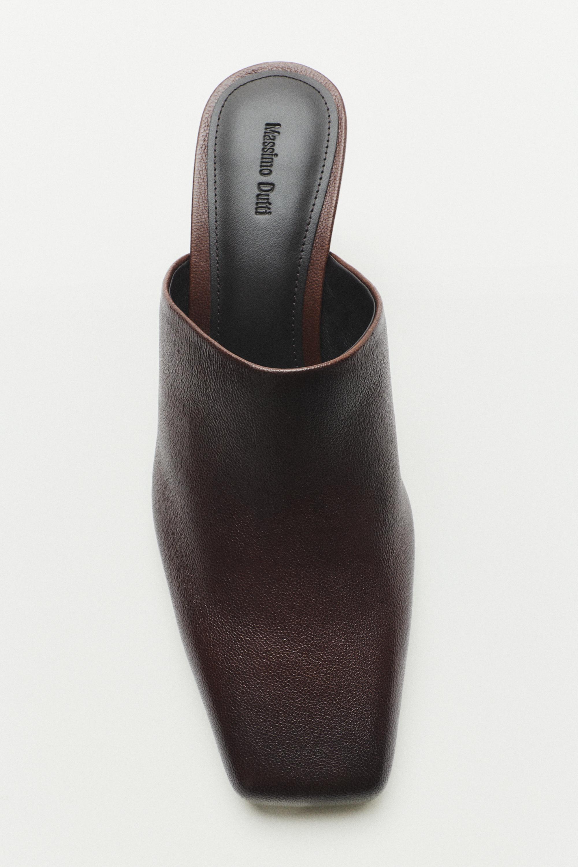 Slingback leather heel shoe - BURGUNDY