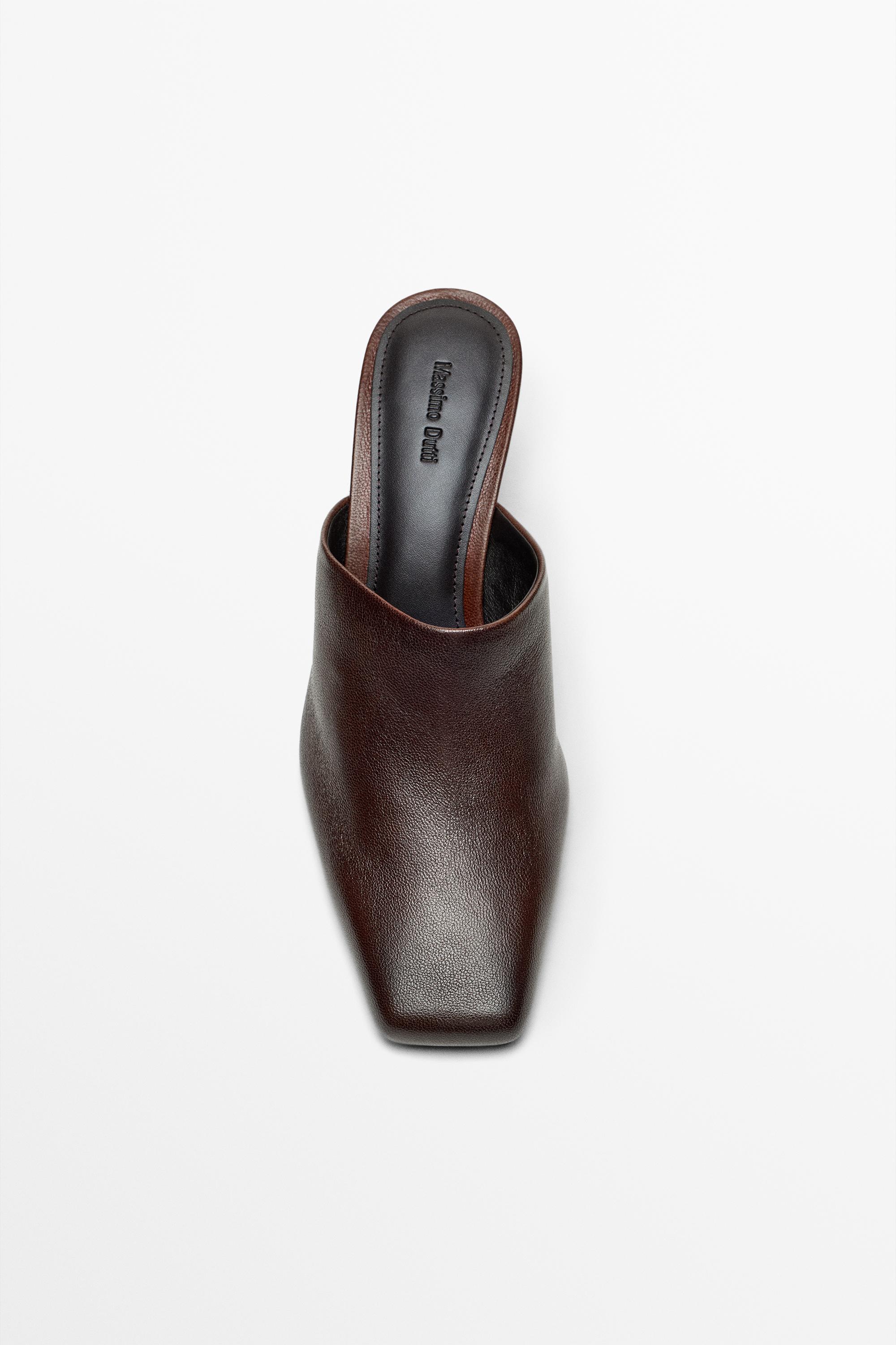 Slingback leather heel shoe - BURGUNDY