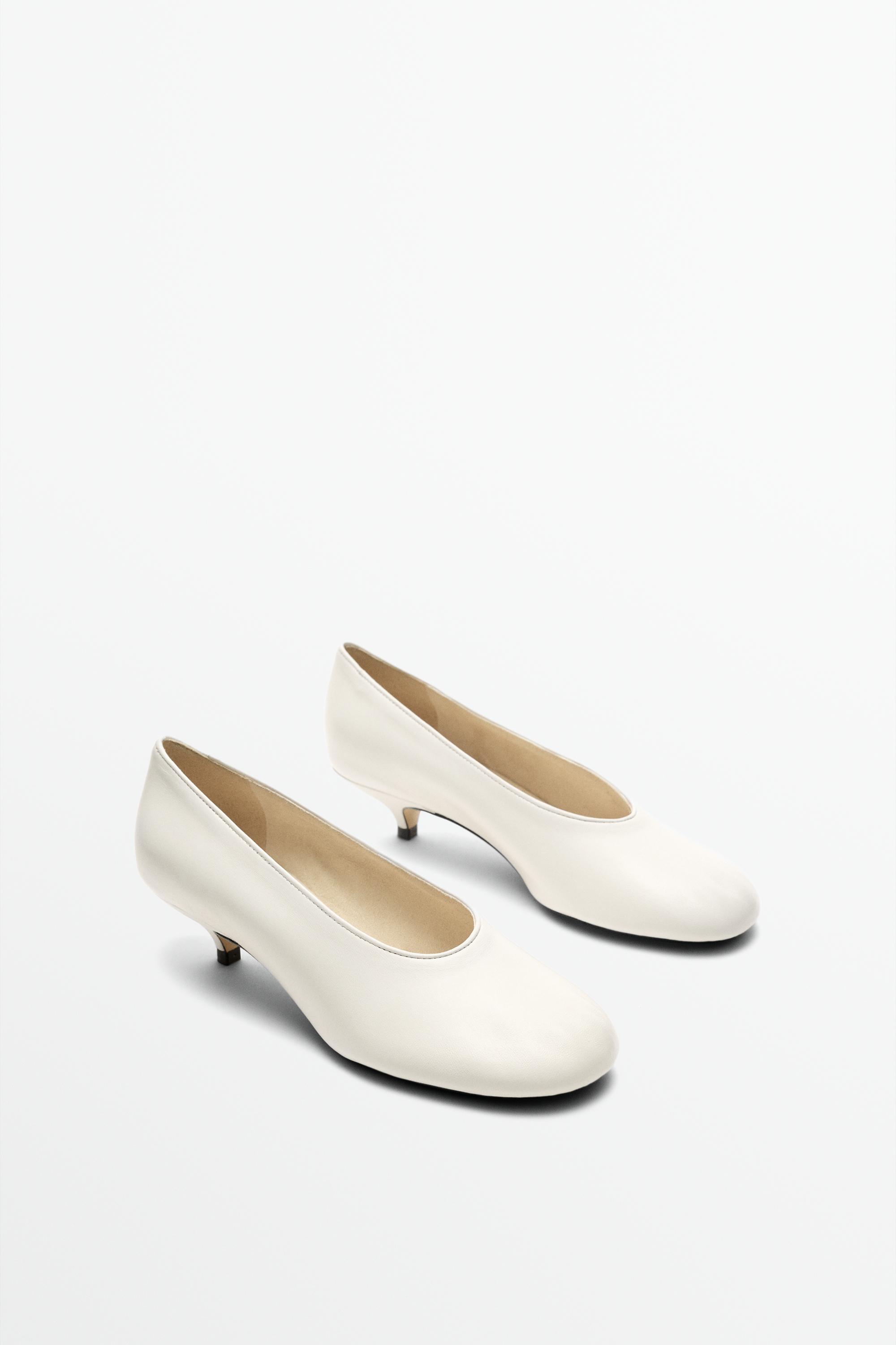 Soft leather heel shoe - WHITE