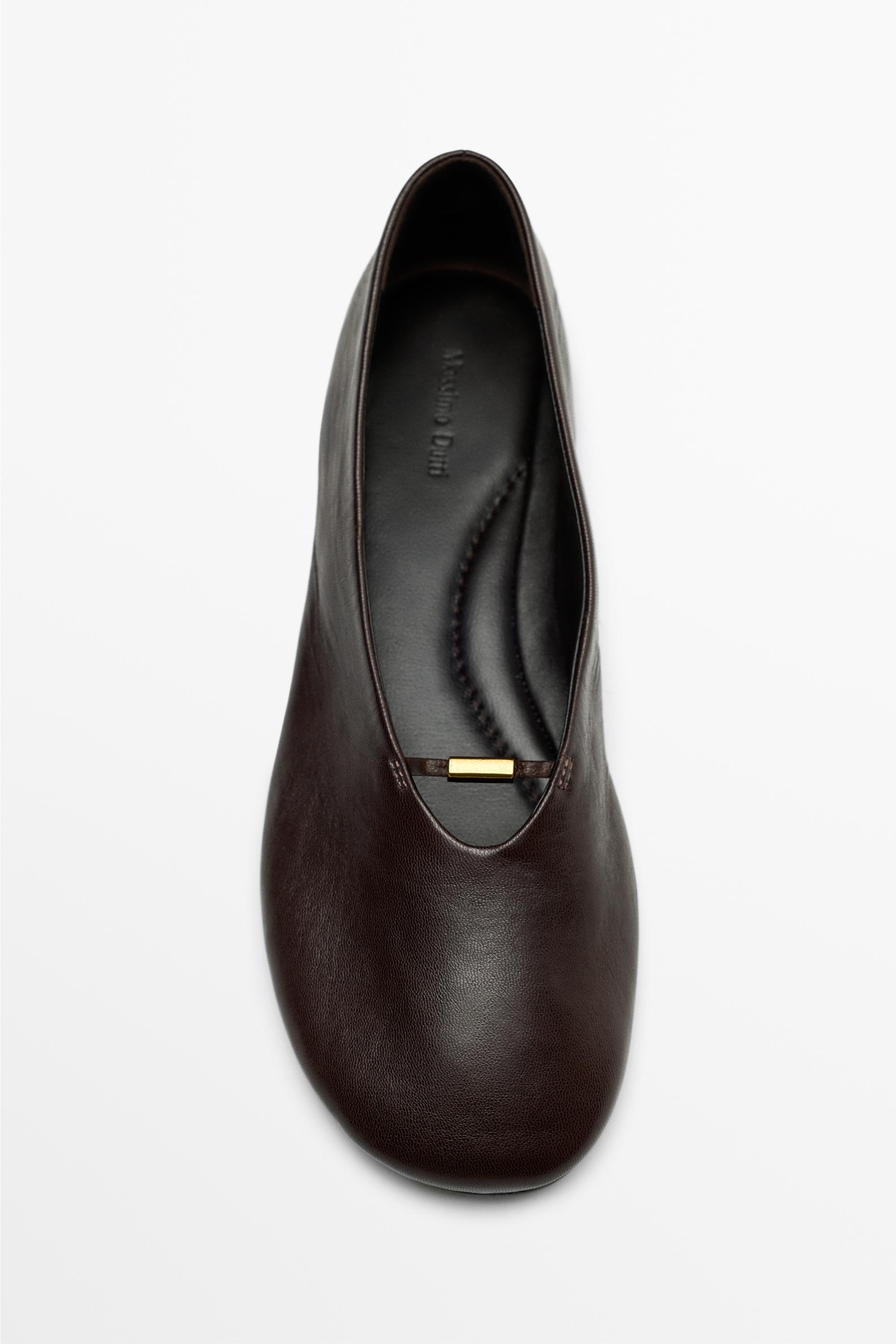 Soft leather flat ballet flats - BROWN