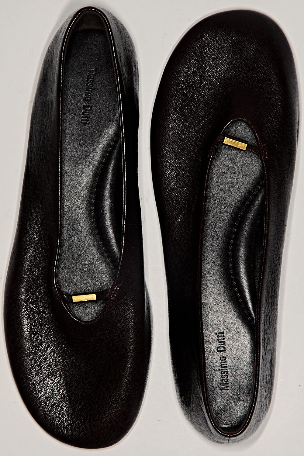 Soft leather flat ballet flats - BROWN